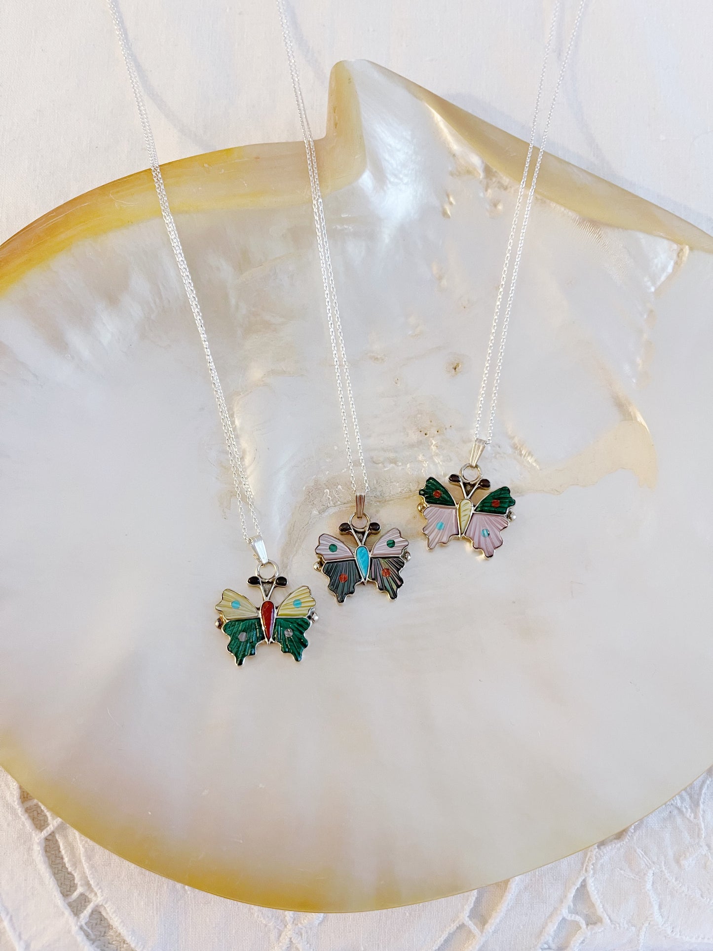 Zuni Tamara Pinto Butterfly Inlay Necklace.