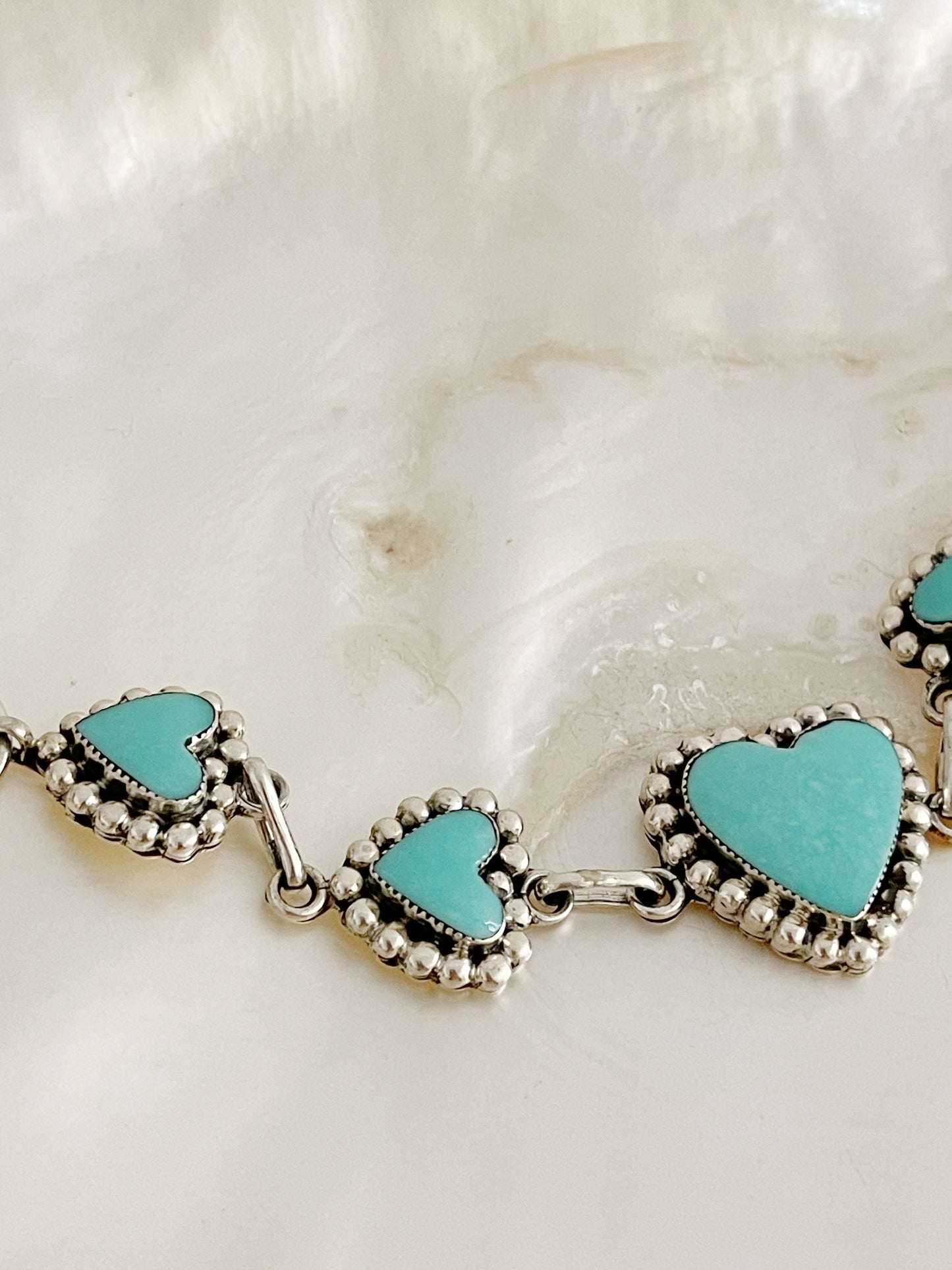 Navajo Turquoise Heart Link Bracelet.