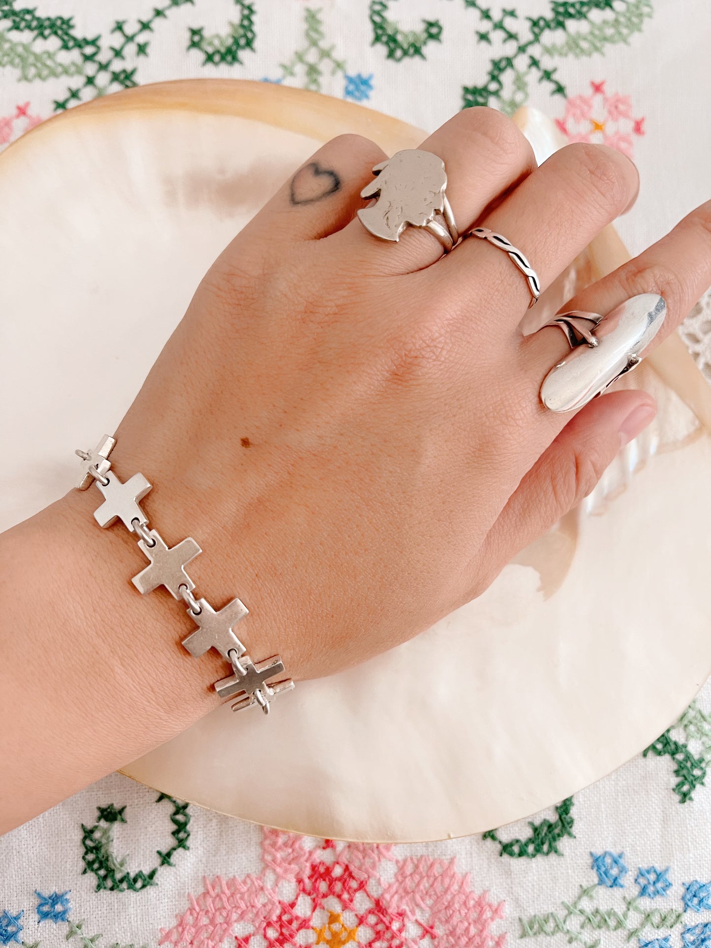 Vintage Cross Link Silver Bracelet.