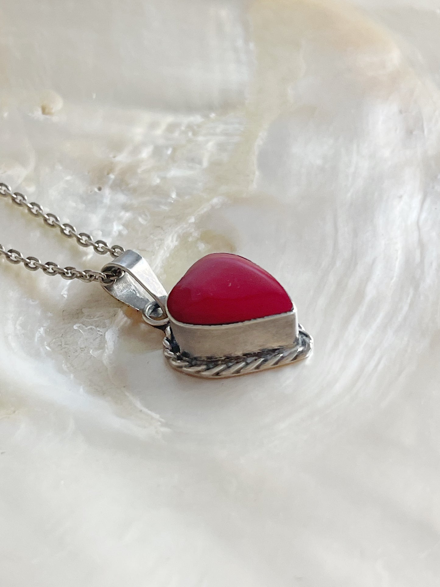 Vintage Red Jasper Heart Necklace