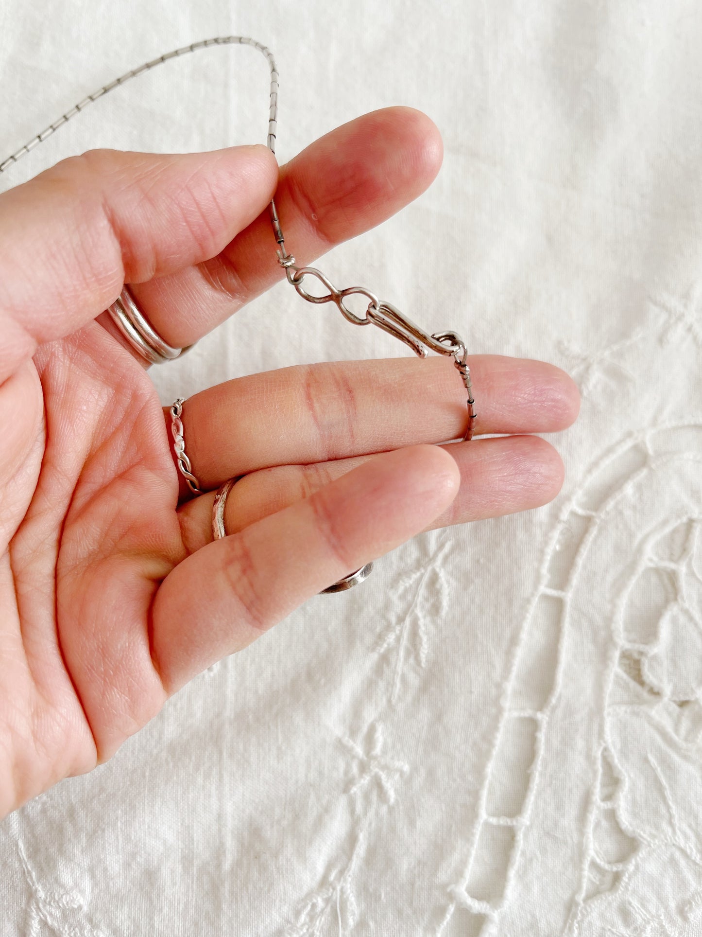 Vintage Heavy Silver Zuni Silver Animal Fetishes Necklace.