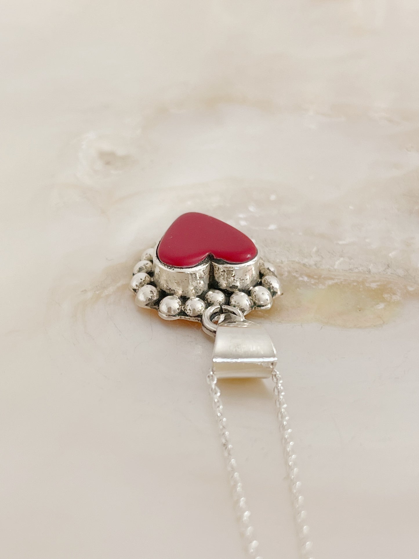 Vintage Tiny Red Jasper Heart Necklace.