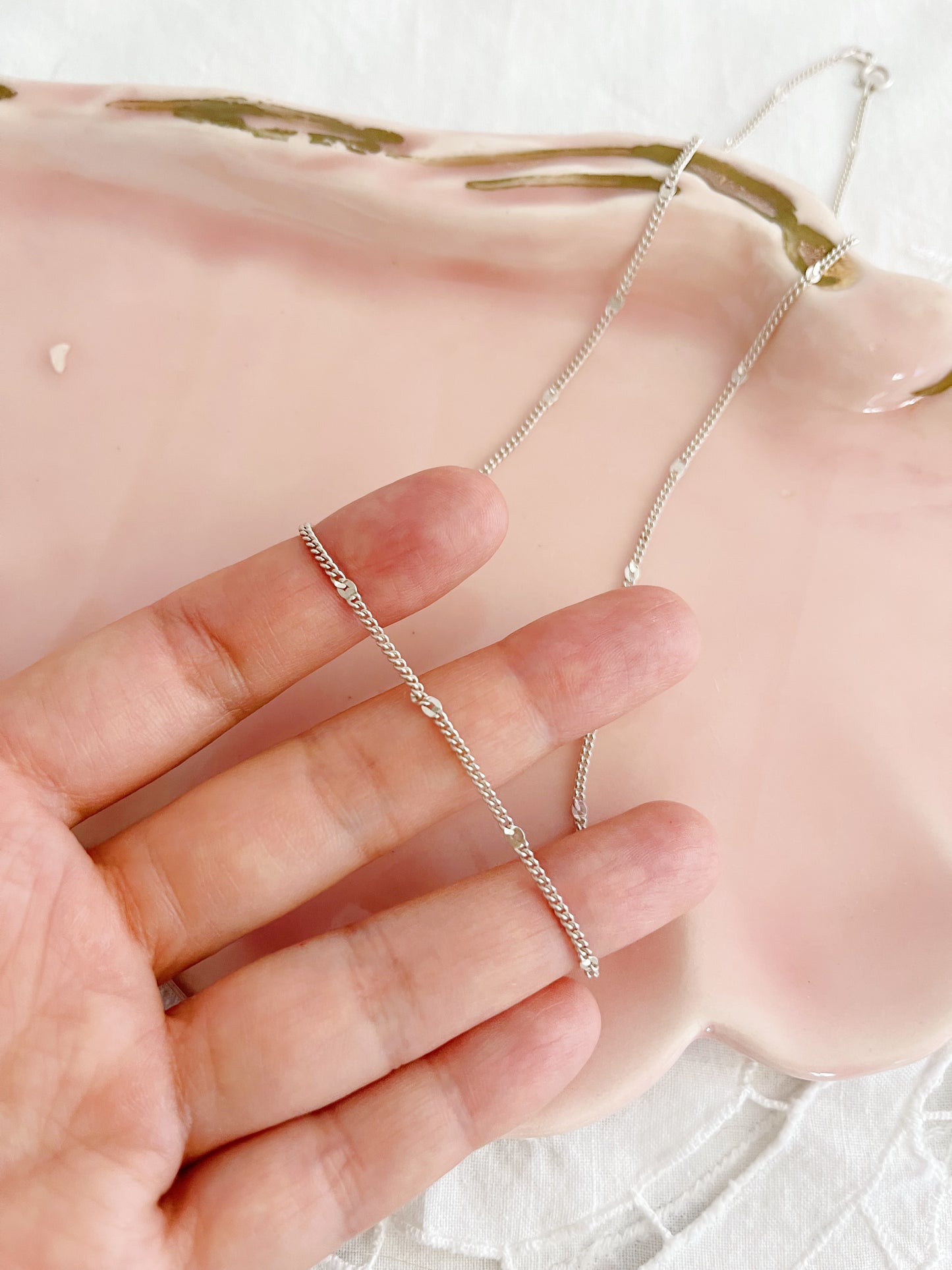 Vintage Tiny Chains Silver Necklace.