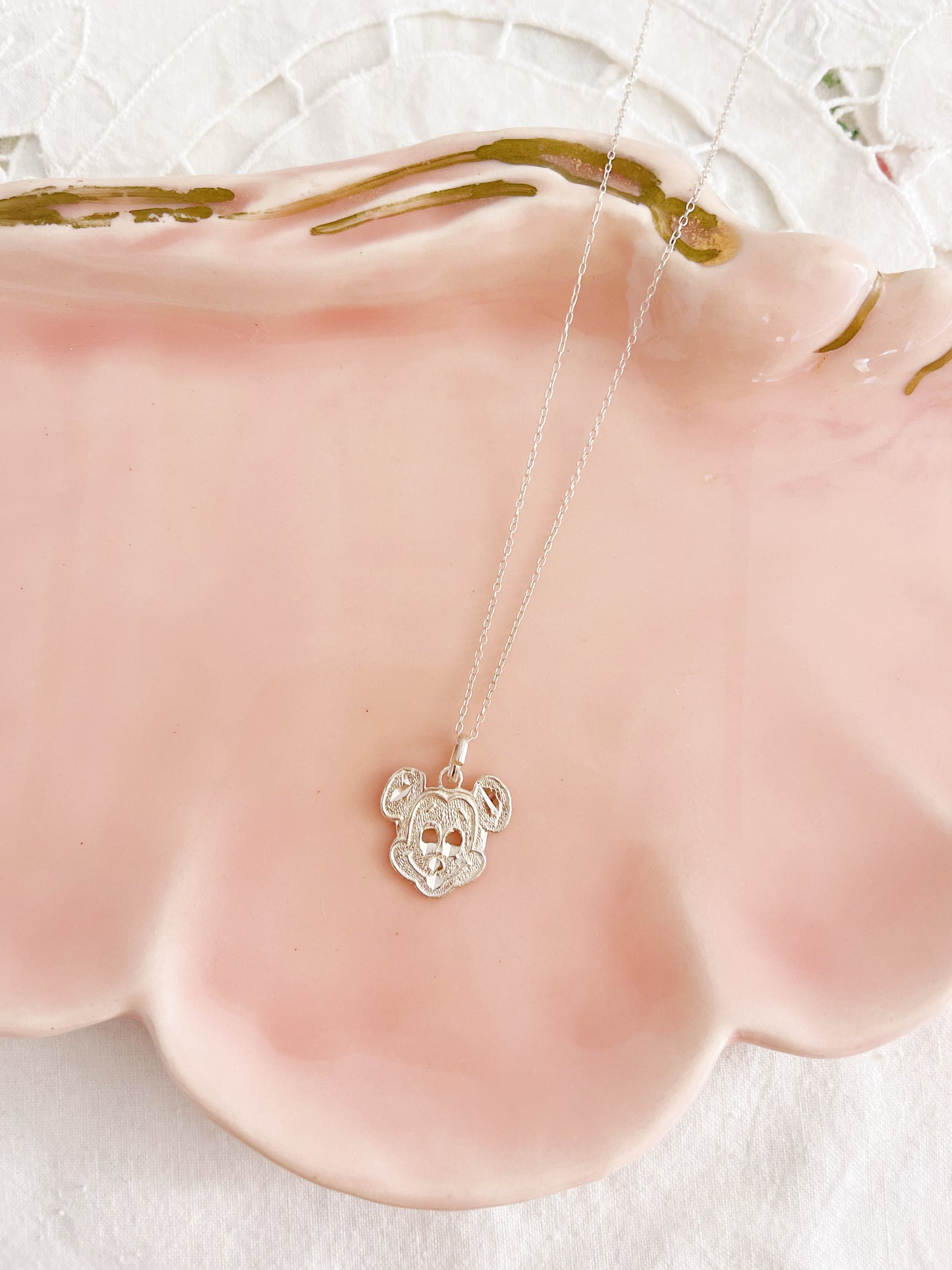 Bootleg Mickey Silver Necklace.