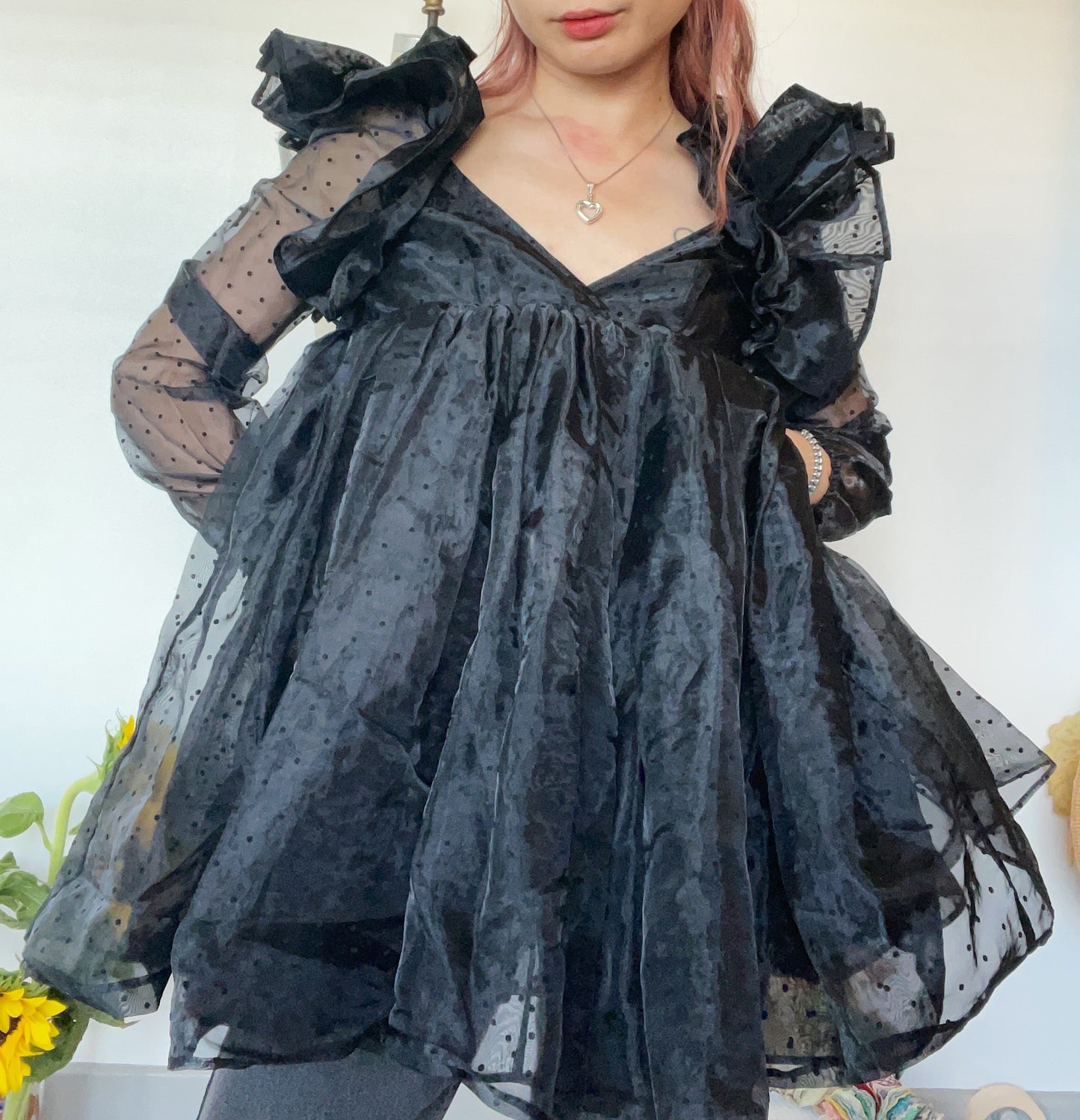 Black Dots Sheer Dress
