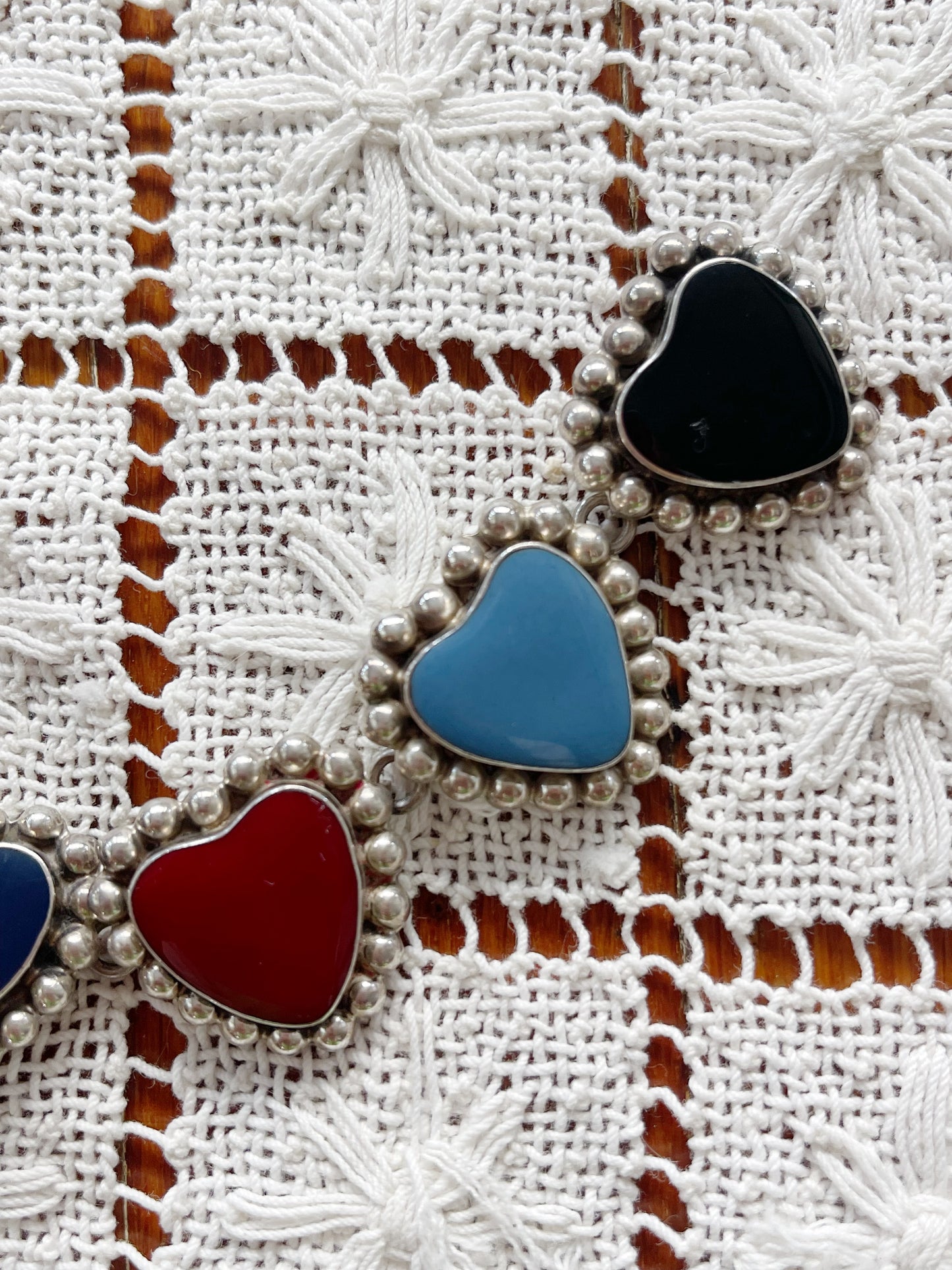 Vintage Mulch Stone Heart Silver Bracelet