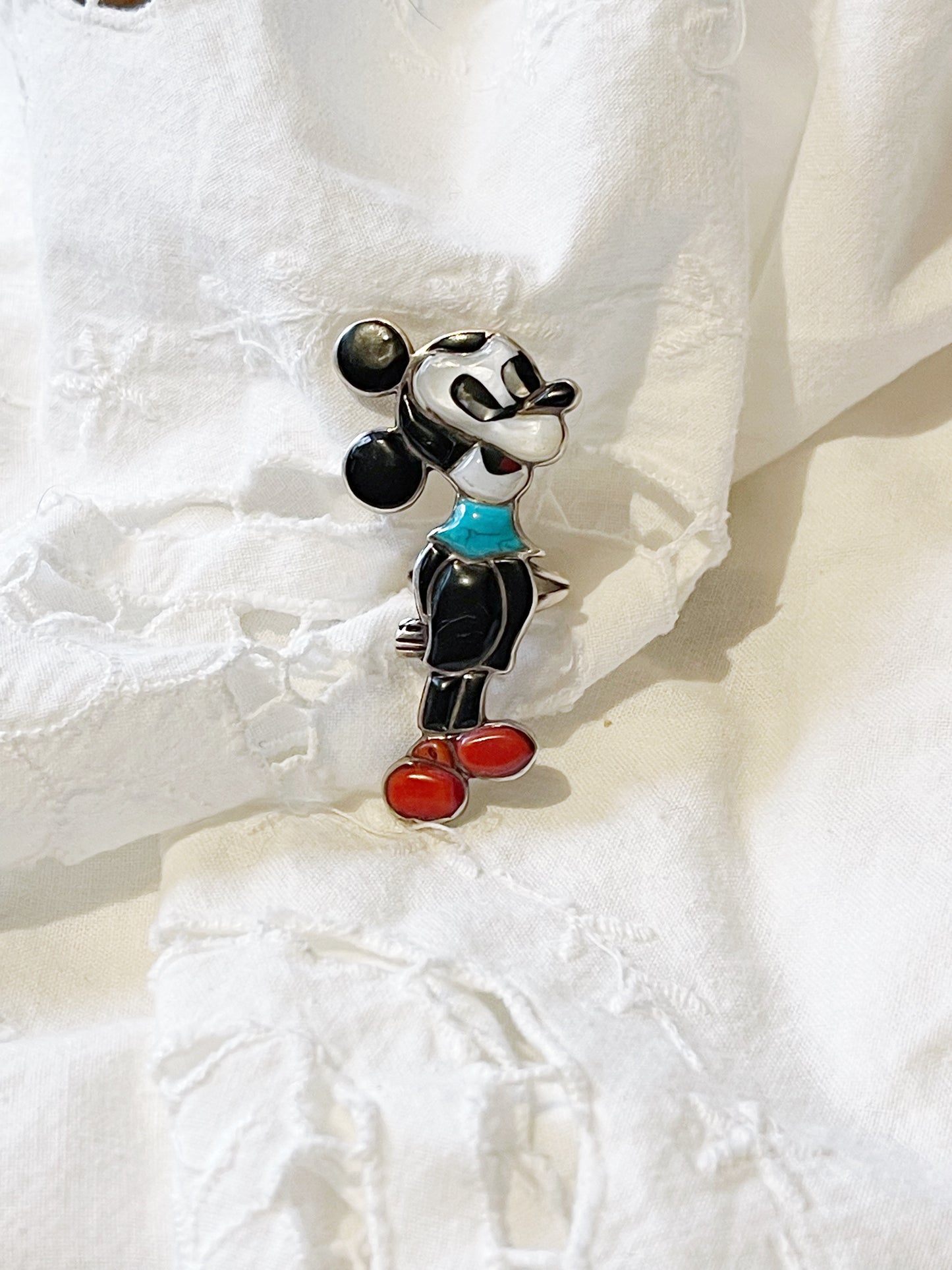 Vintage Zuni Inlay Mouse Ring