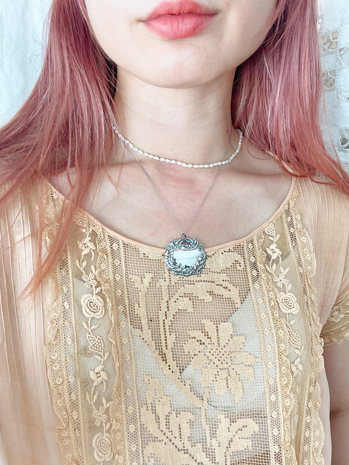 Vintage Engravable Silver Necklace