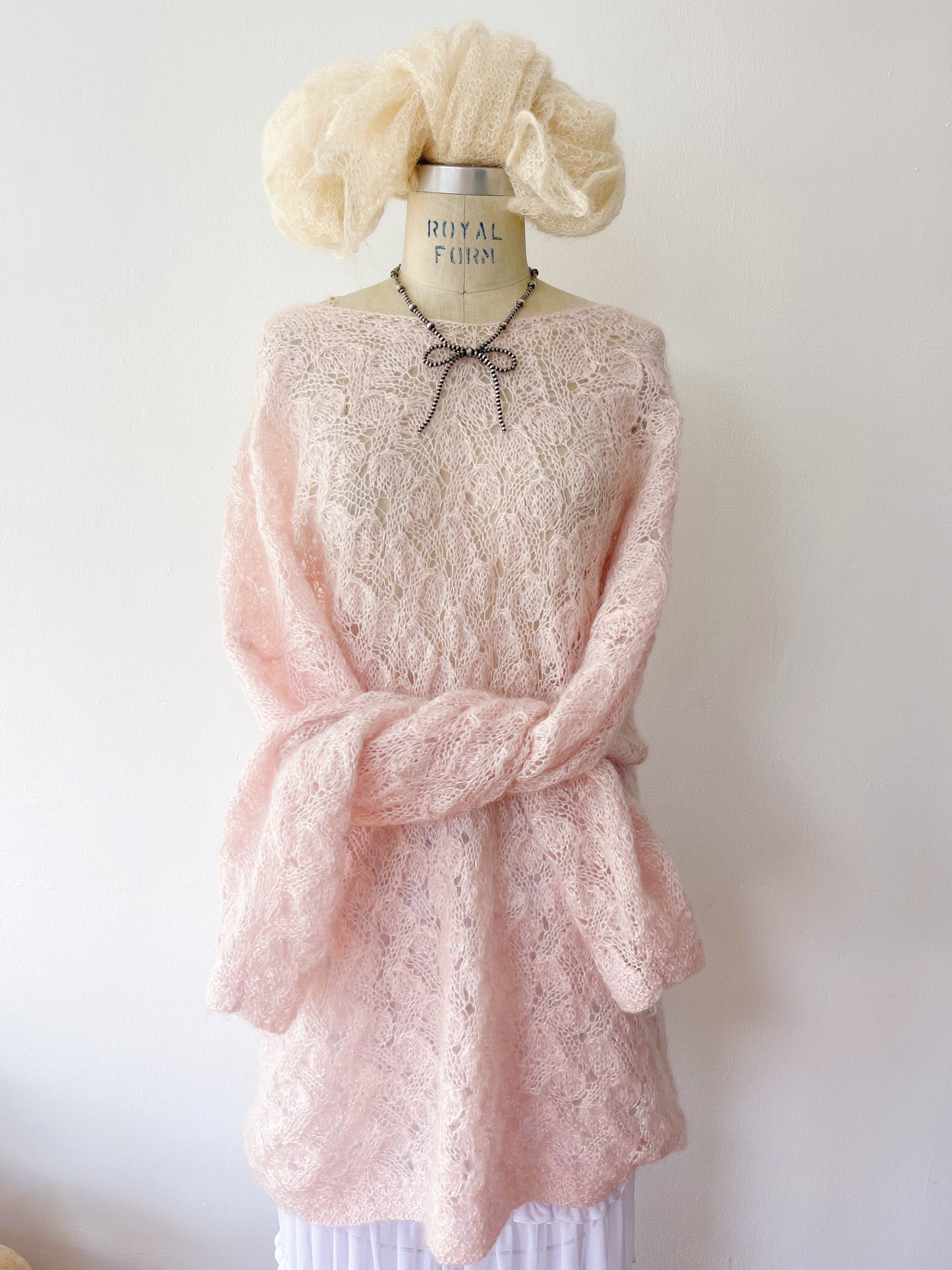 Lame Pink Long Knit Sweater