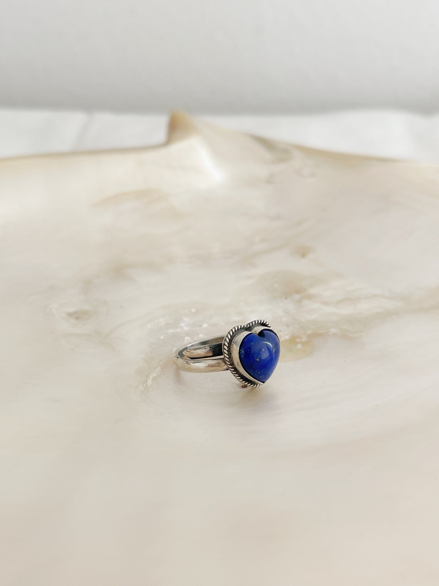 Navajo Lapis Lazuli Tiny Heart Ring.