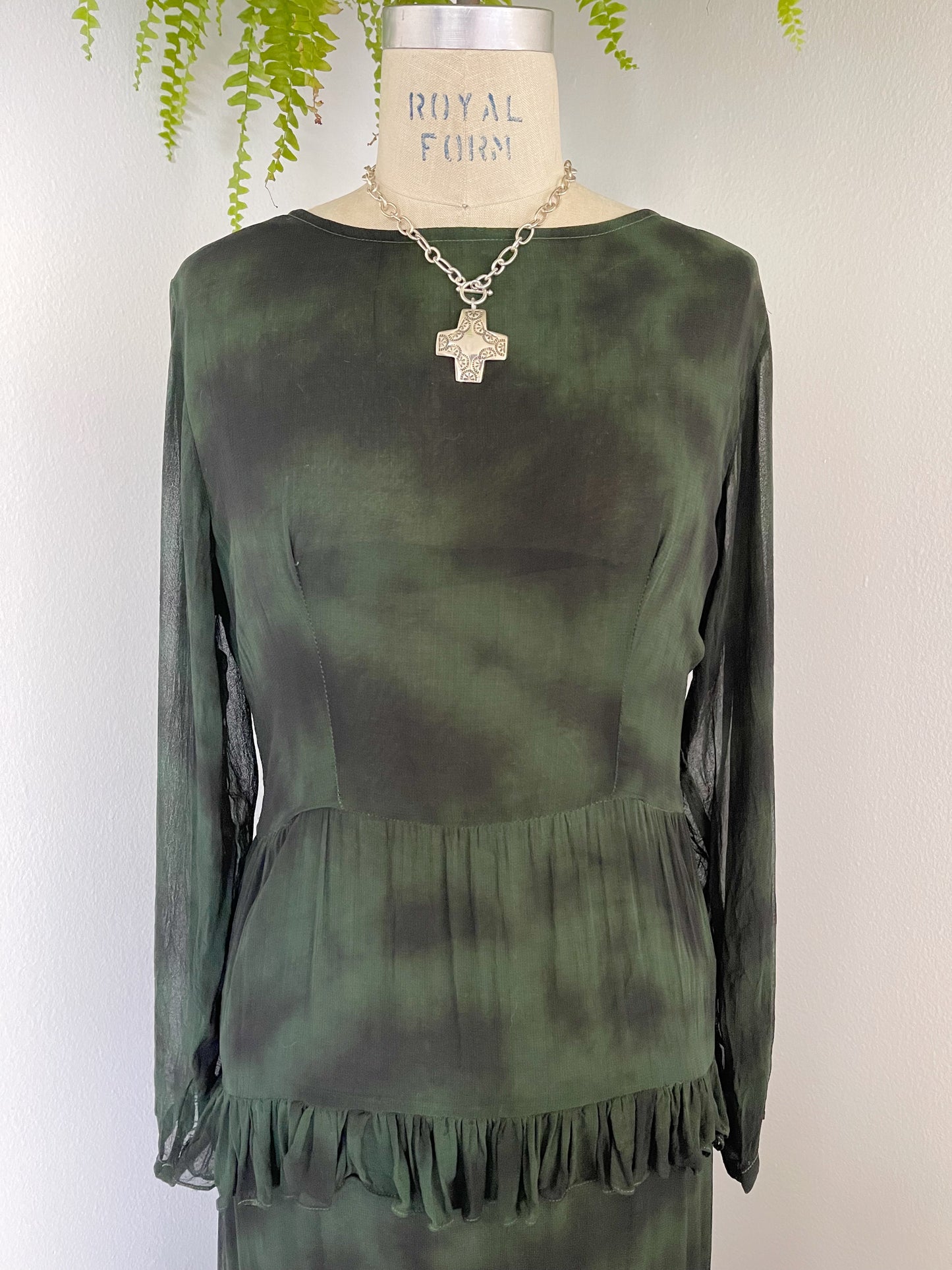 1990’s Moss Green Sheer Long Dress.