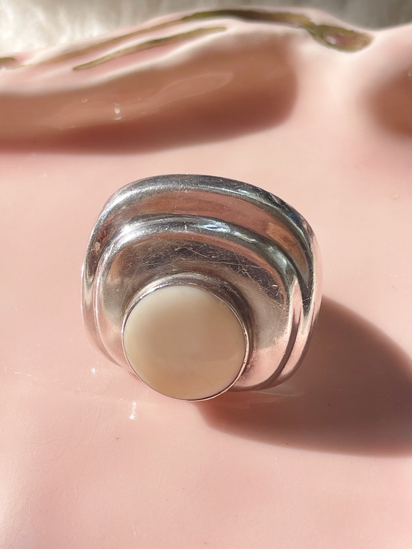 Vintage Modernist Silver Huge Ring