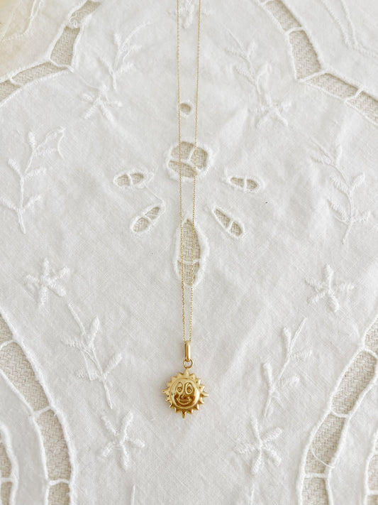 14k Gold Sun Face Necklace. So Cute!