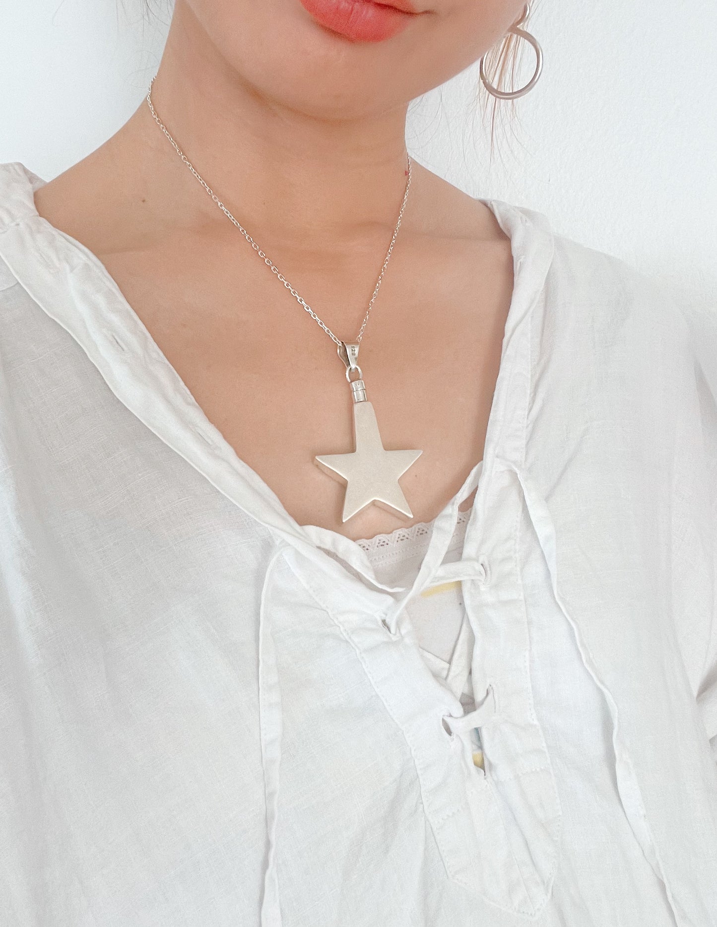 Vintage Star Perfume Bottle Silver Necklace.