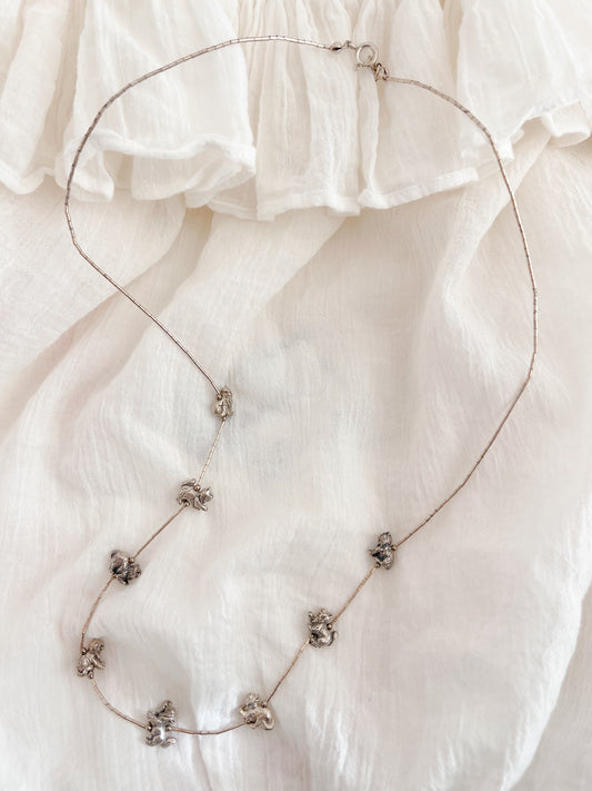 Navajo Sterling Silver Cat Beads Necklace