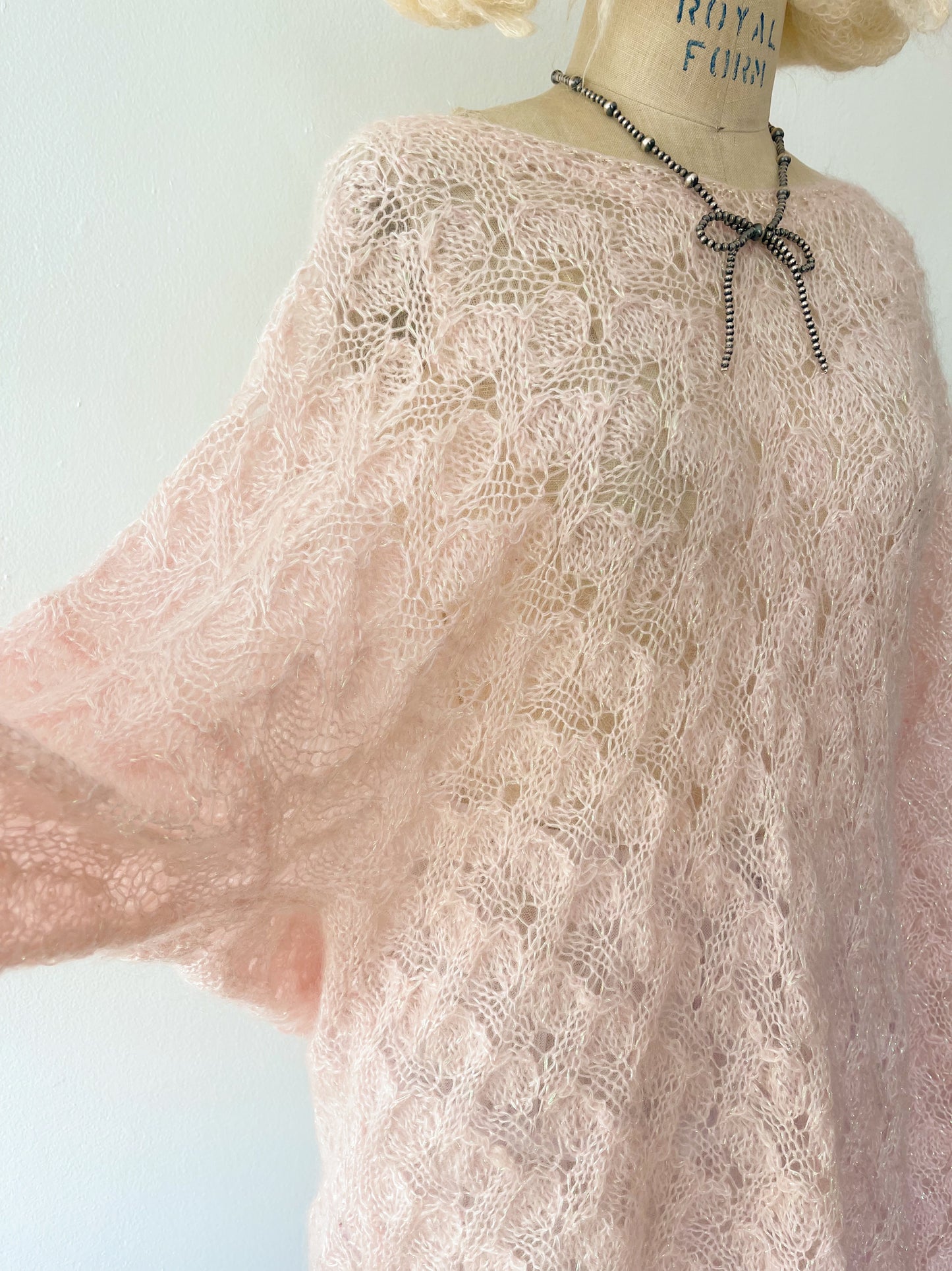 Lame Pink Long Knit Sweater