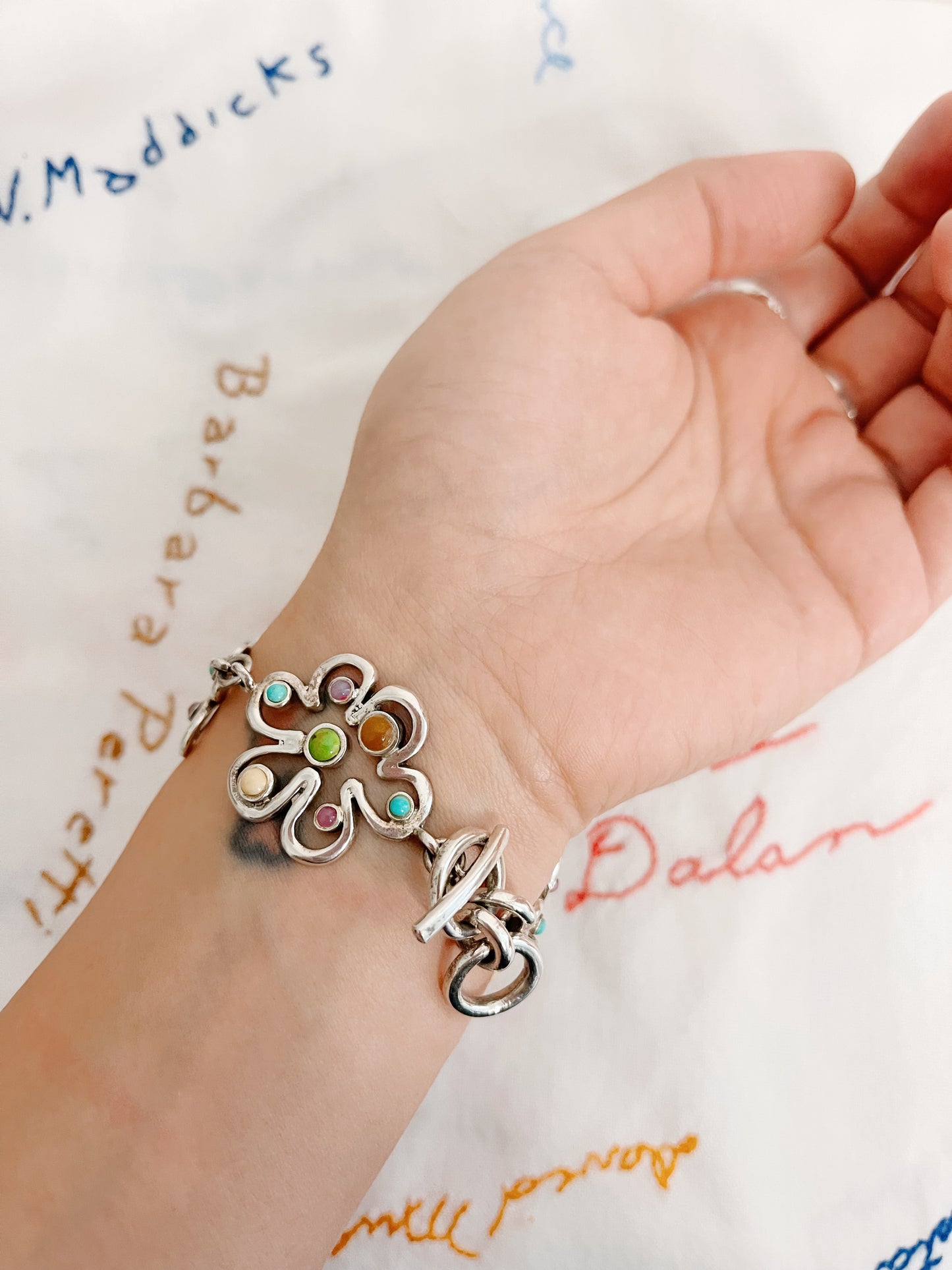 Vintage Flower Unique Silver Bracelet and Pierce