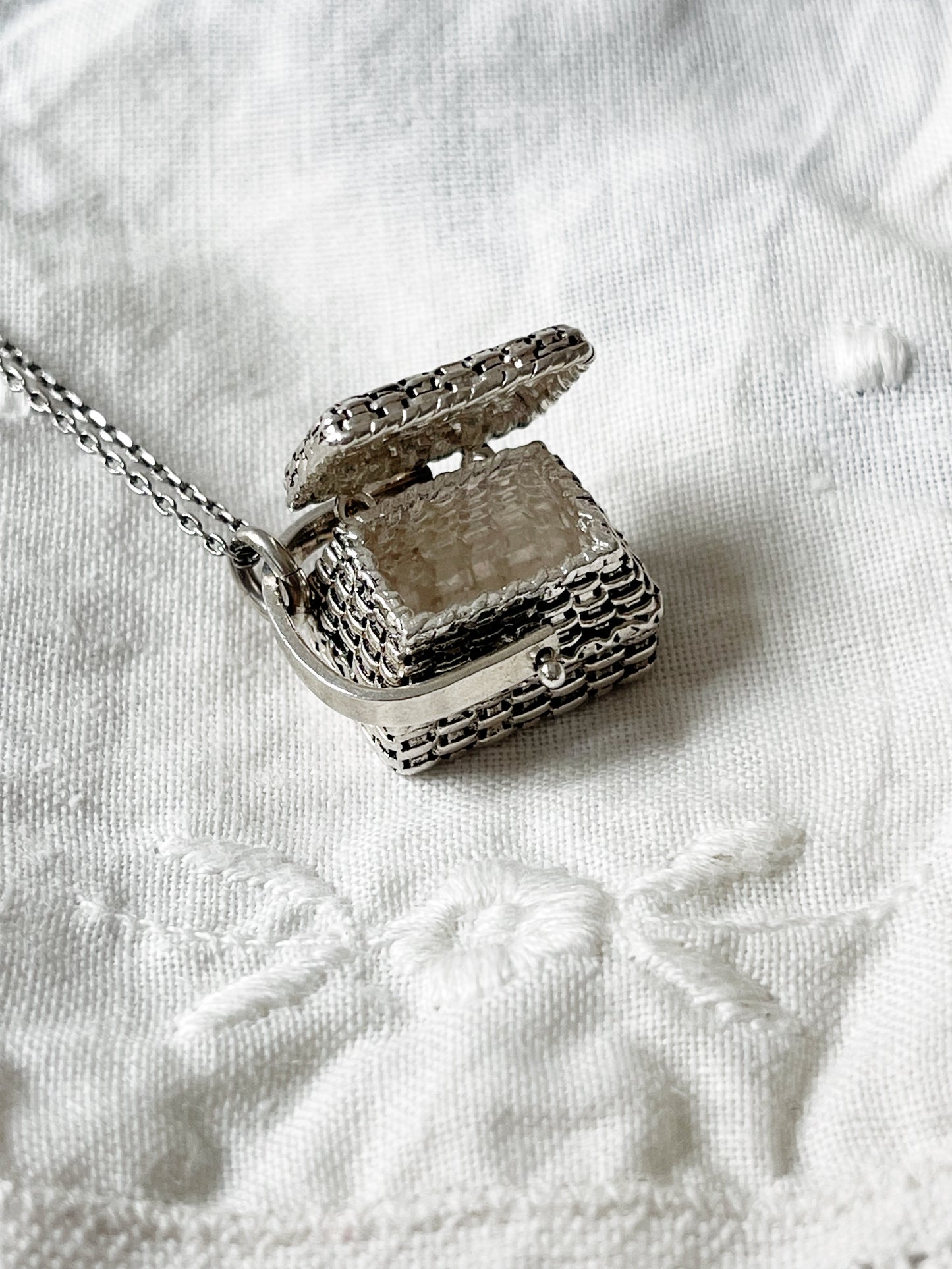 Vintage Silver 925 Basket Charm Pendant