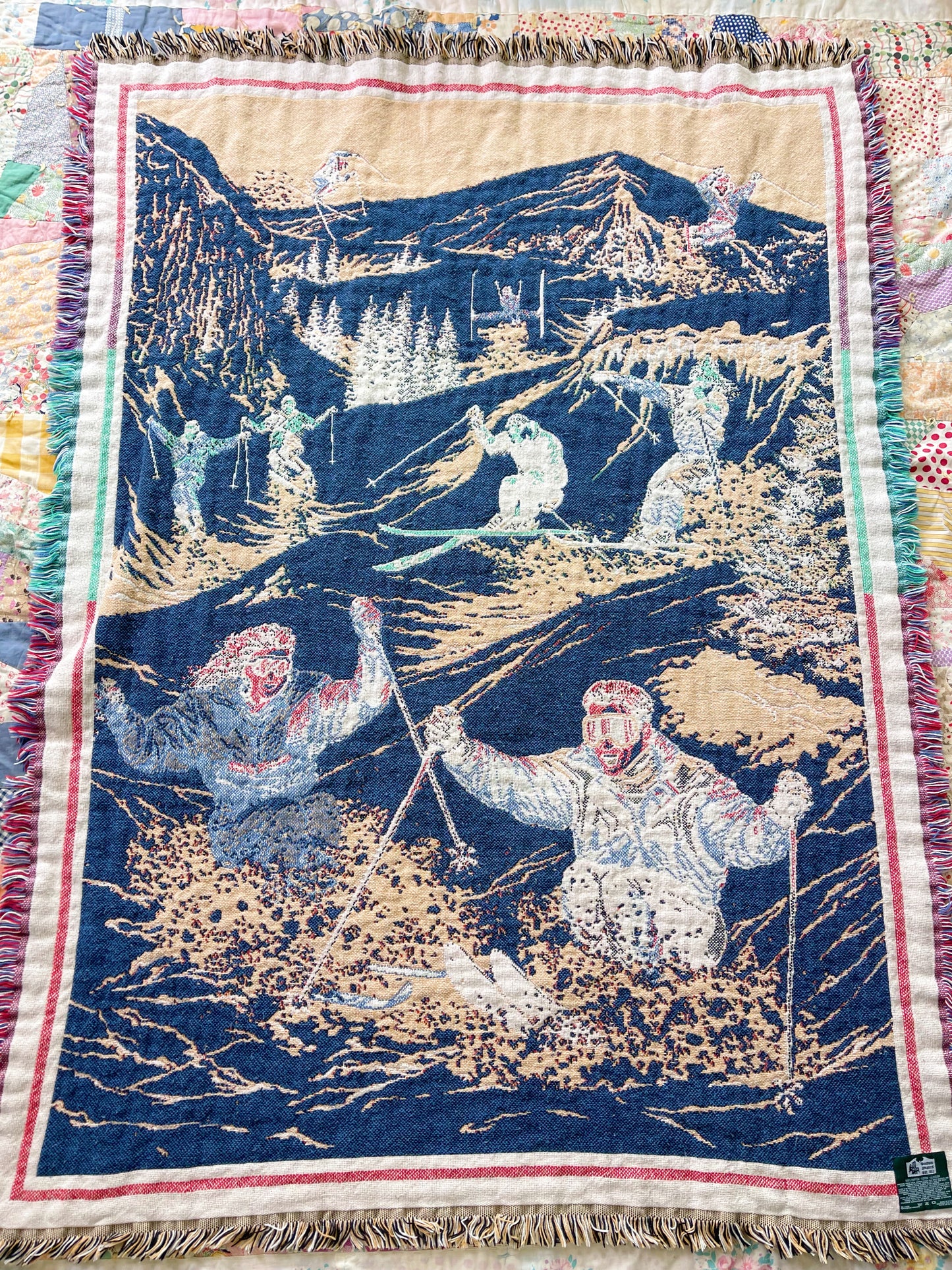1990s Skier Cotton Blanket