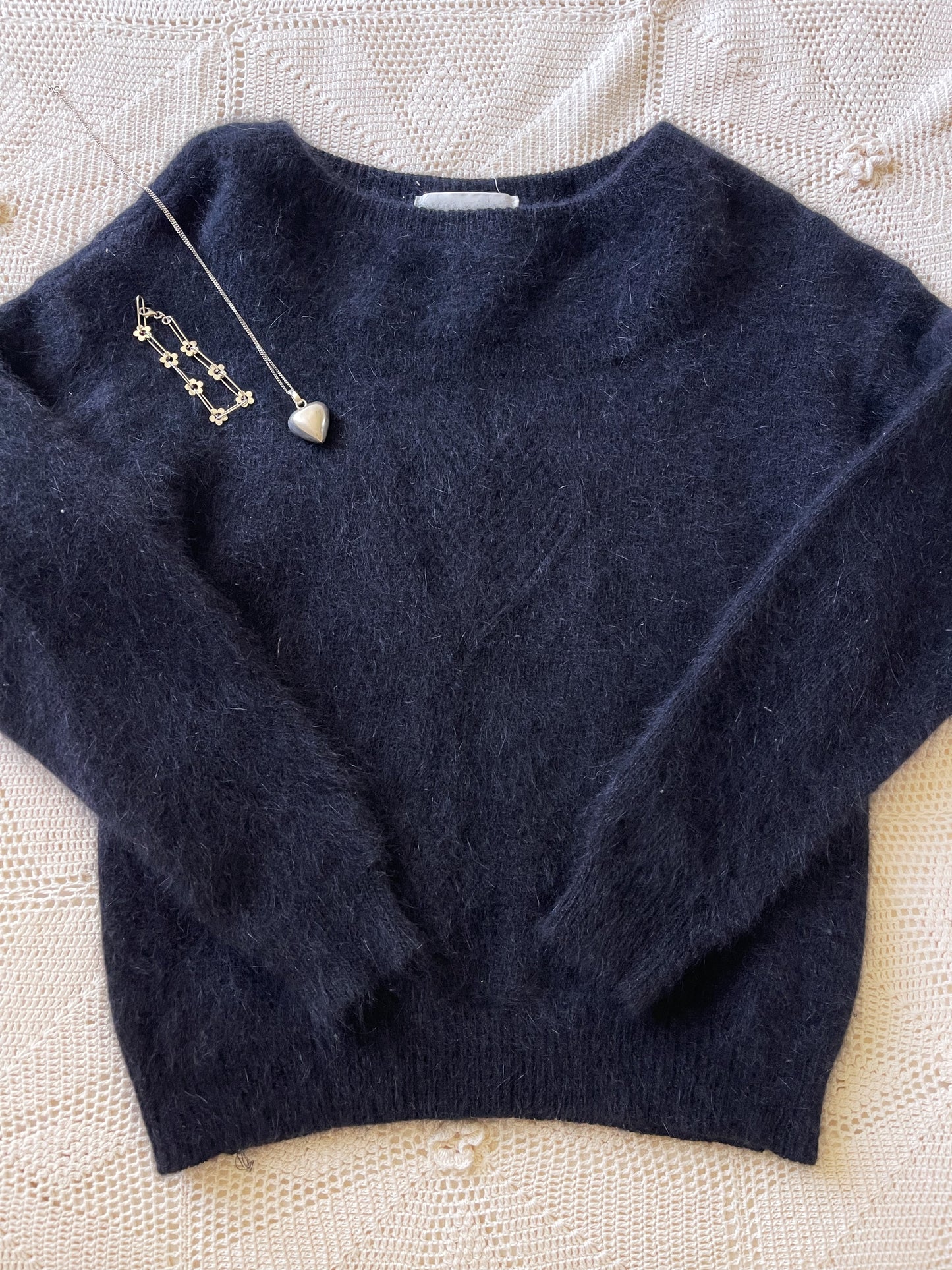 1990’s Boat Neck Angora Black Sweater.