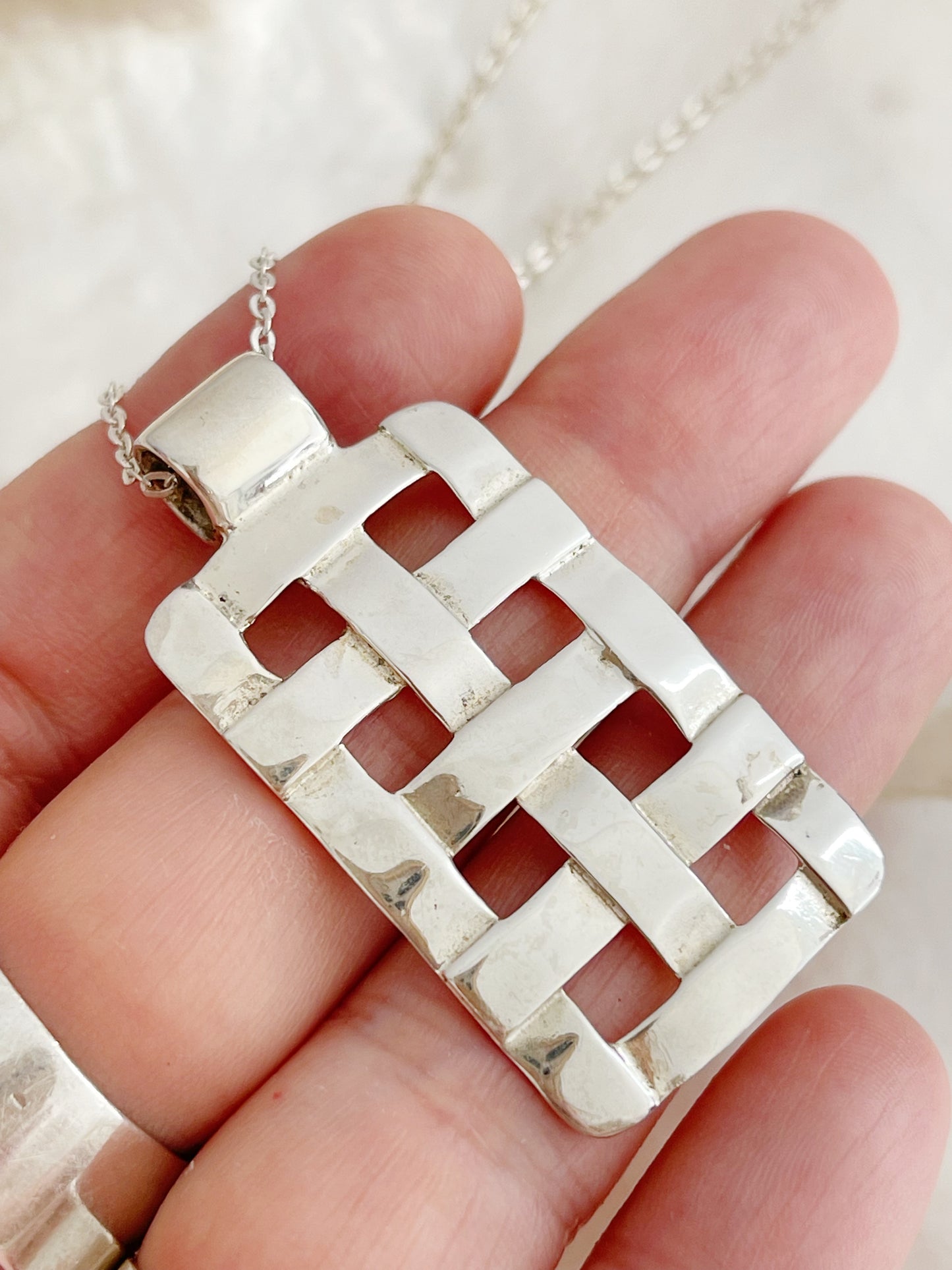 Vintage Silver Mesh Necklace.