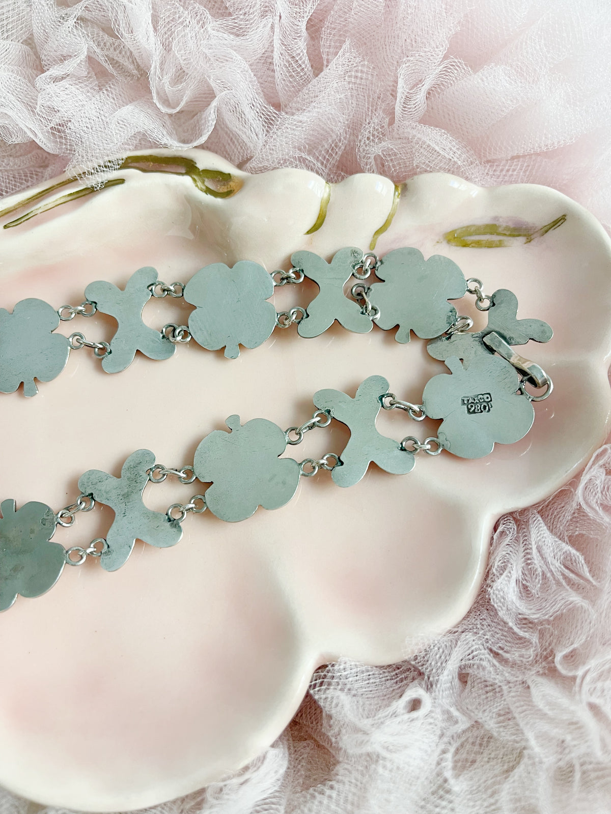 Vintage 1950s Flowers Silver 980 Necklace