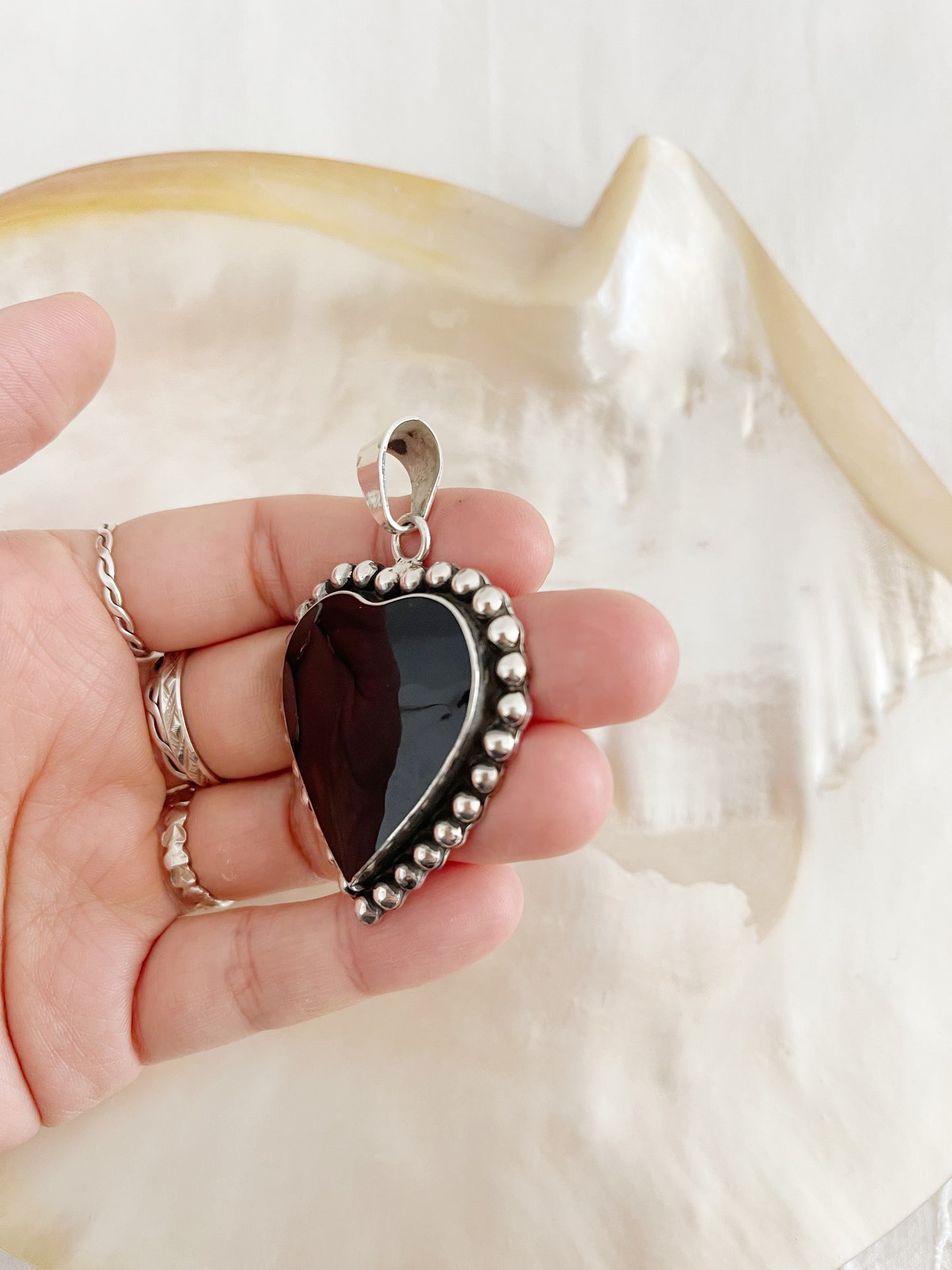 1980’s Onyx Heart Pendant Top.