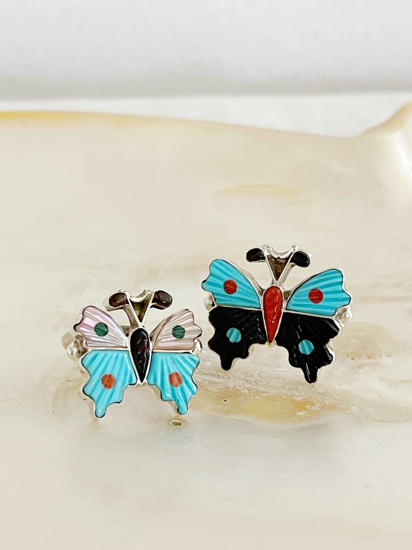 Zuni Tamara Pinto Butterfly Inlay Adjustable Ring.