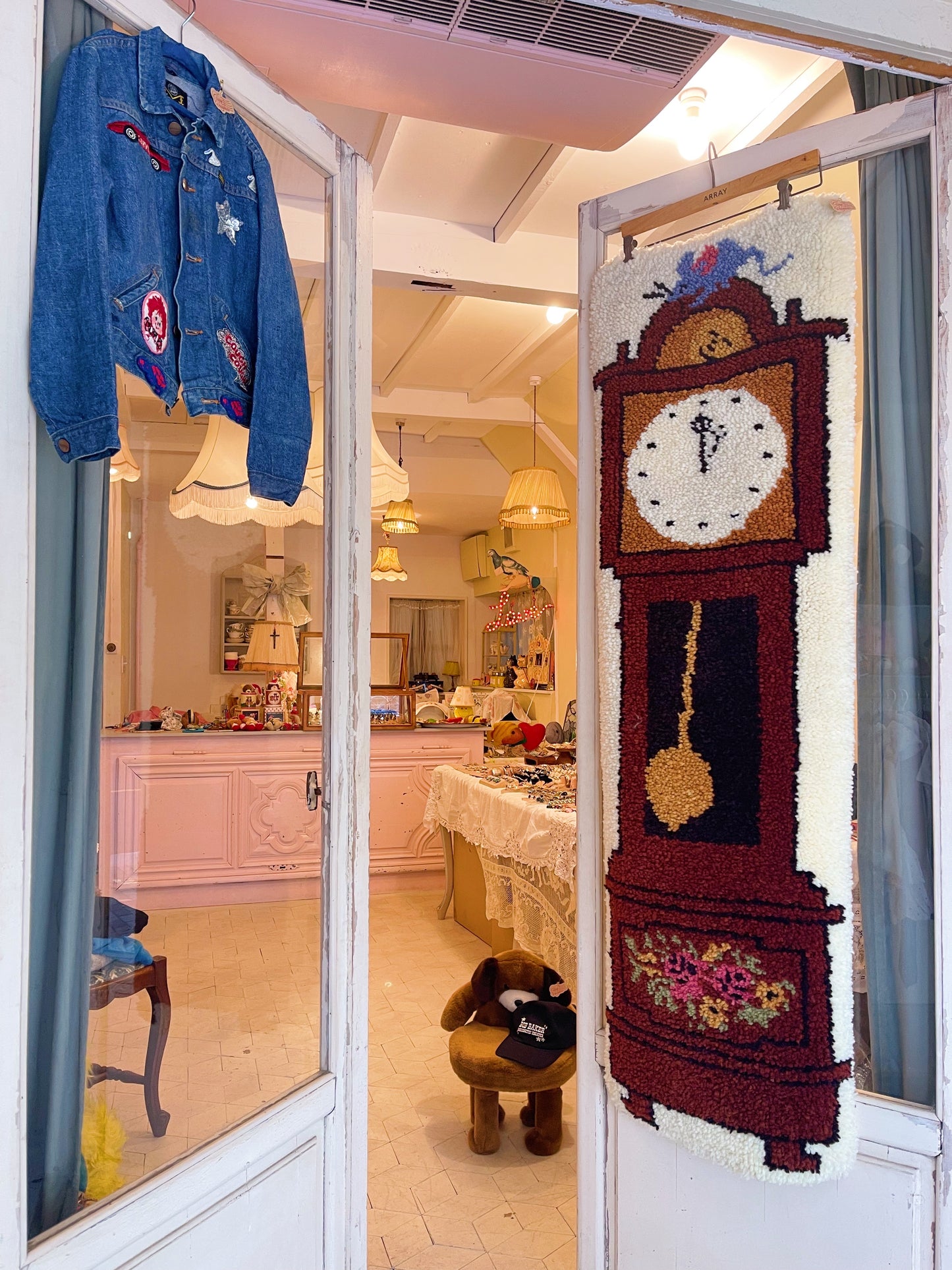 Vintage Grandfather's Clock Latch Hook Rug