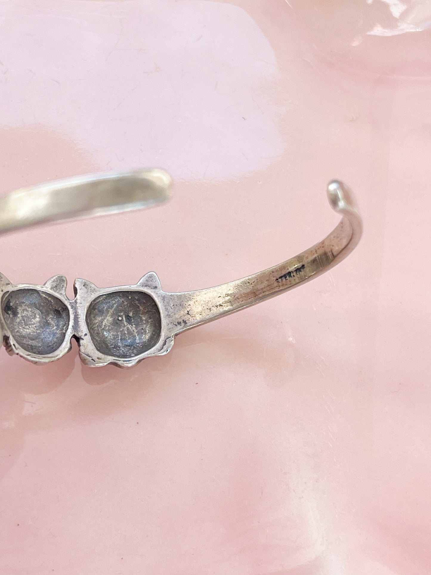 Vintage Cats Sterling Silver Bangle Cuff