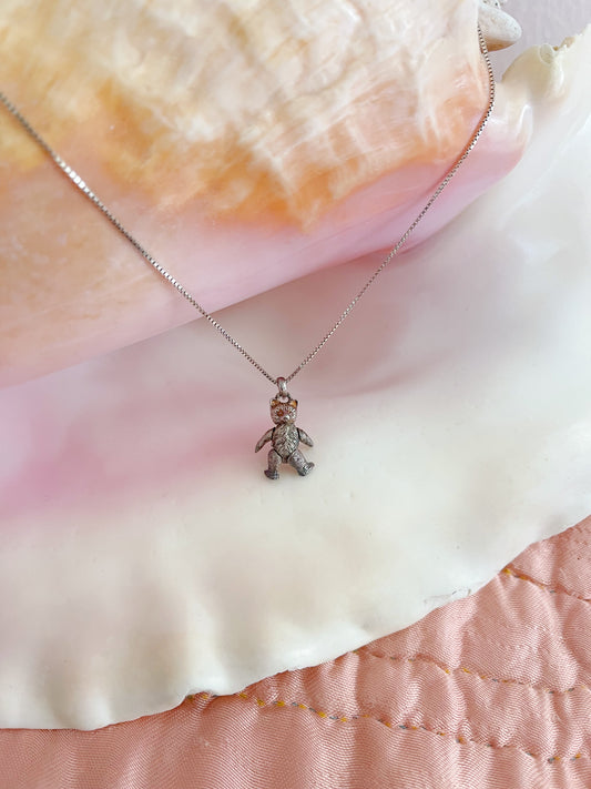 Vintage Teddy Silver Necklace