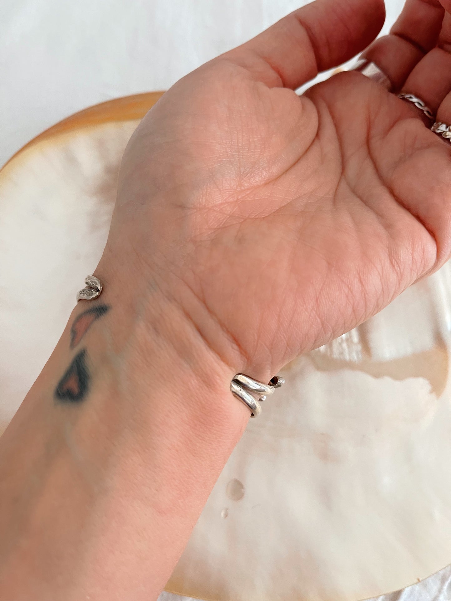 Vintage Zuni Humming Bird with Flower Cuff Bangle.