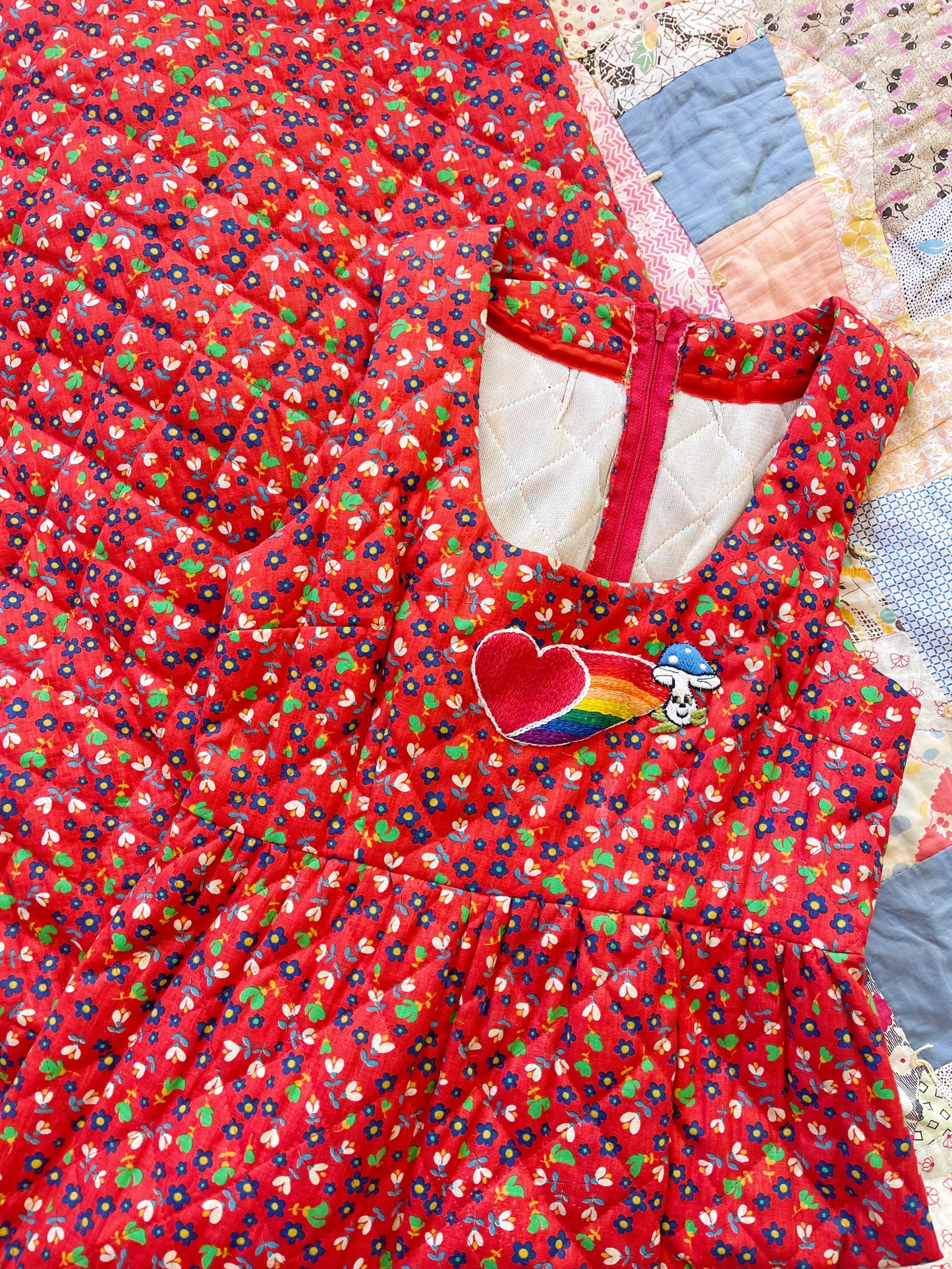1970s Patched Quilting Long Dress
