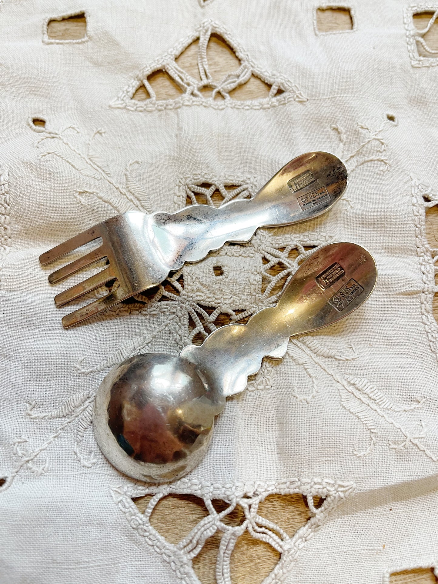 Vintage Rare Mexican Silver Fork and Spoon