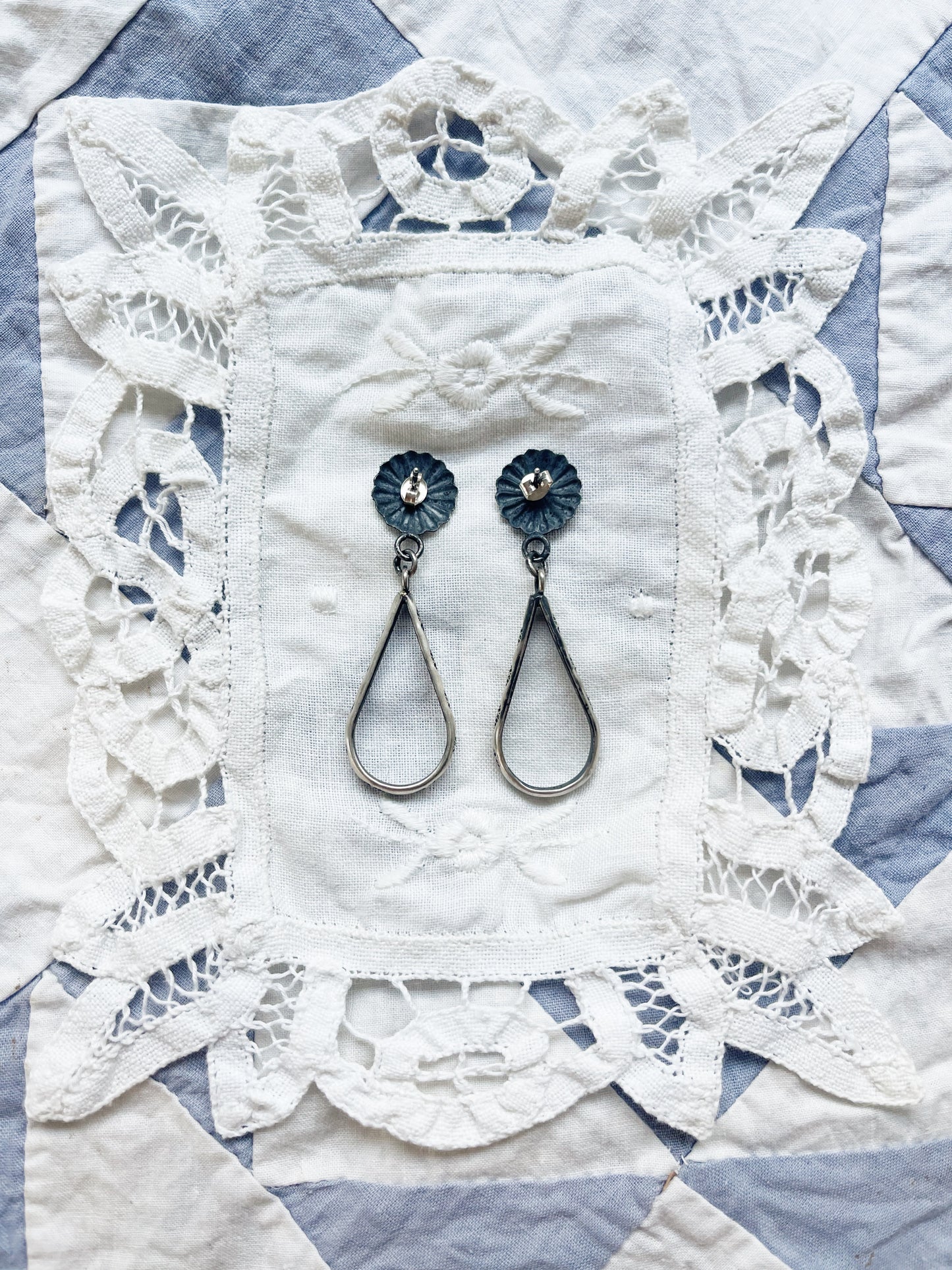 Navajo Drop Hoop With Stamps Pierce