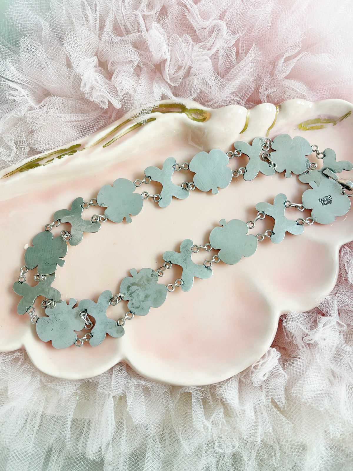 Vintage 1950s Flowers Silver 980 Necklace