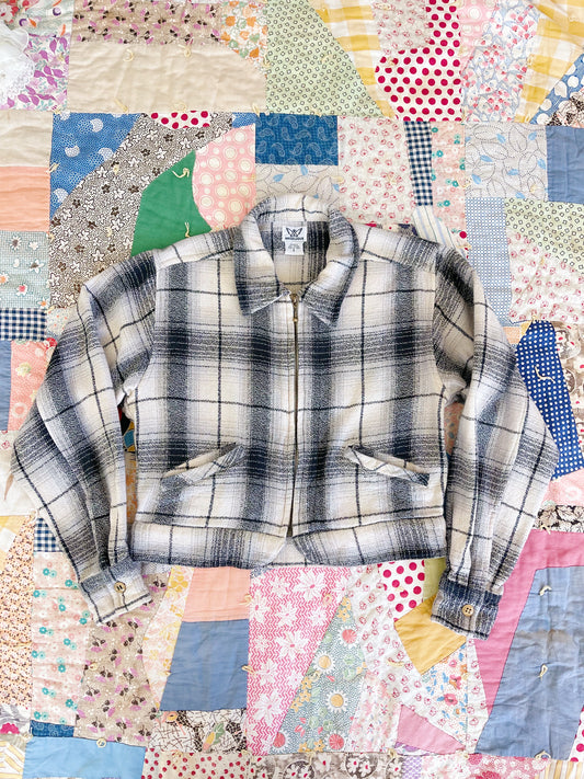 Black and White Plaid Cotton Jacket