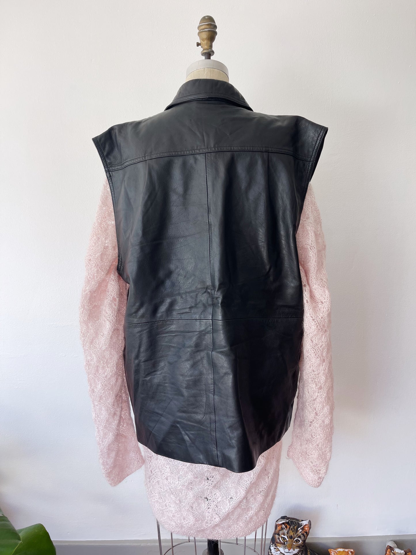 1980s Over Sized Leather Vest