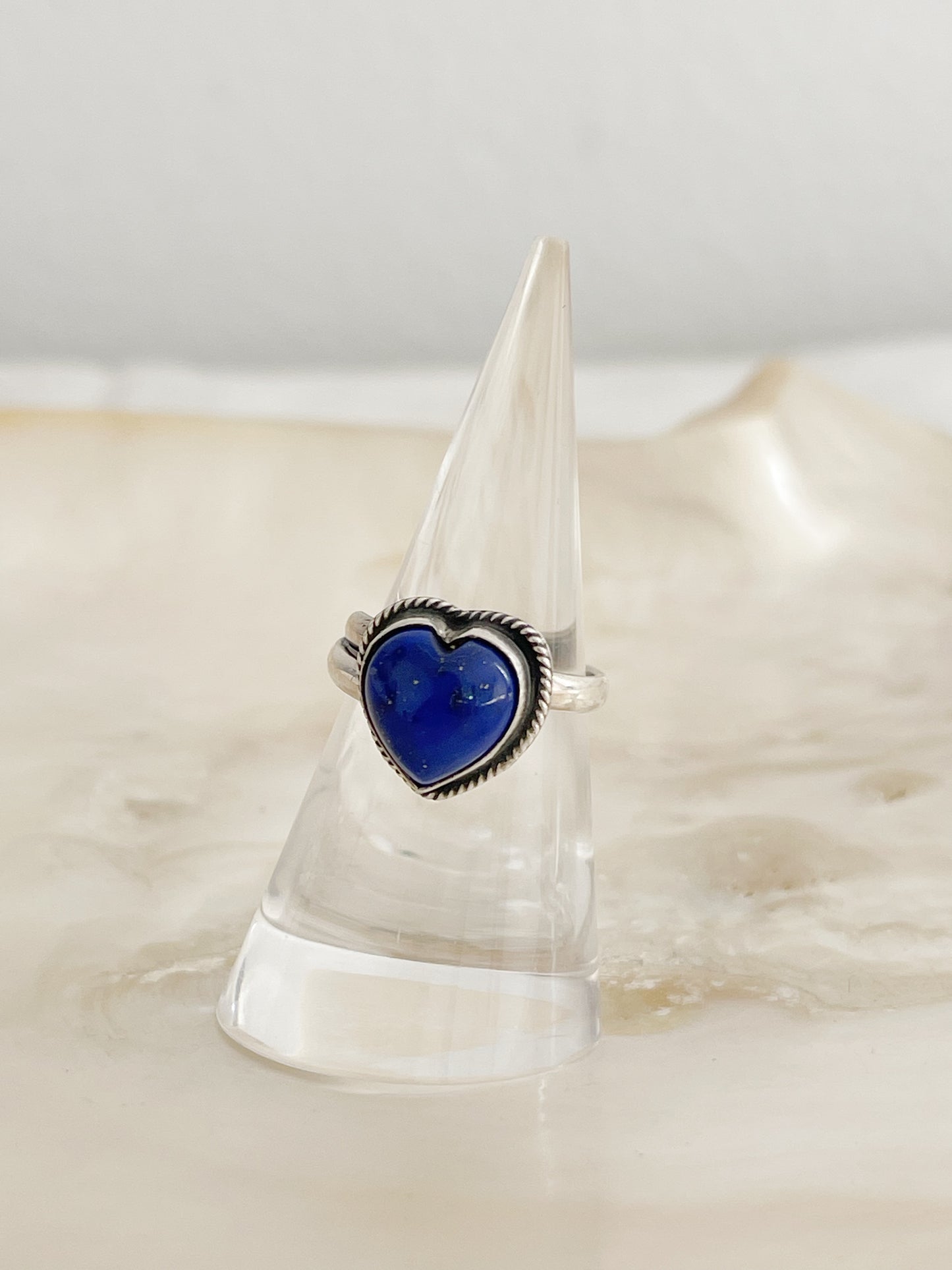 Navajo Lapis Lazuli Tiny Heart Ring.