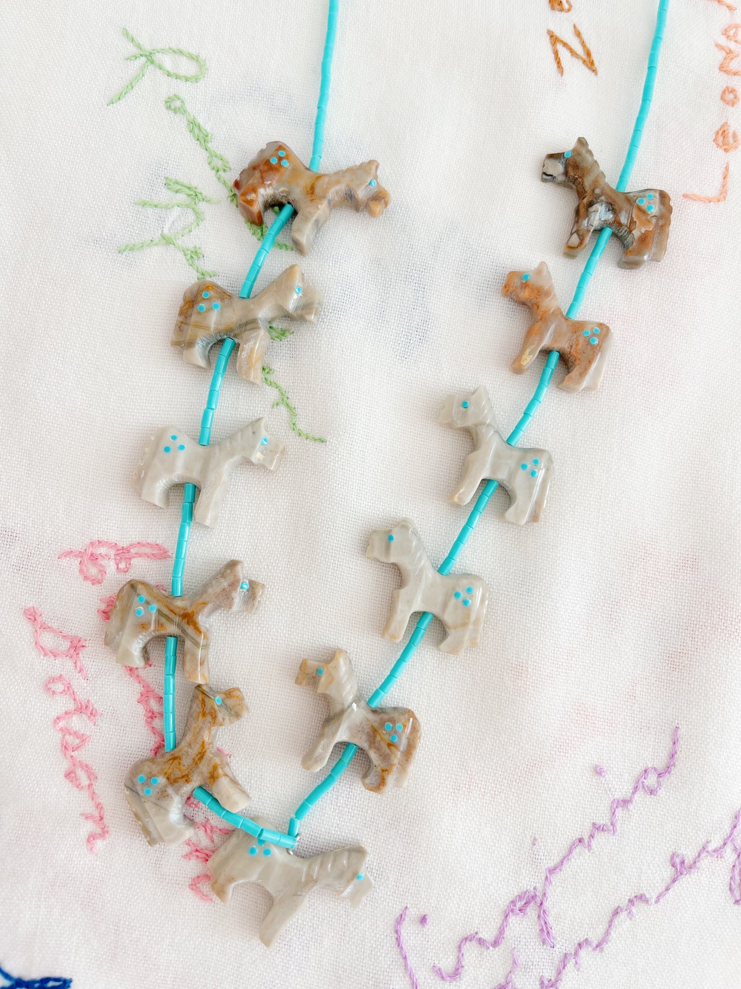 Zuni Horses Fetish Necklace and Pierce