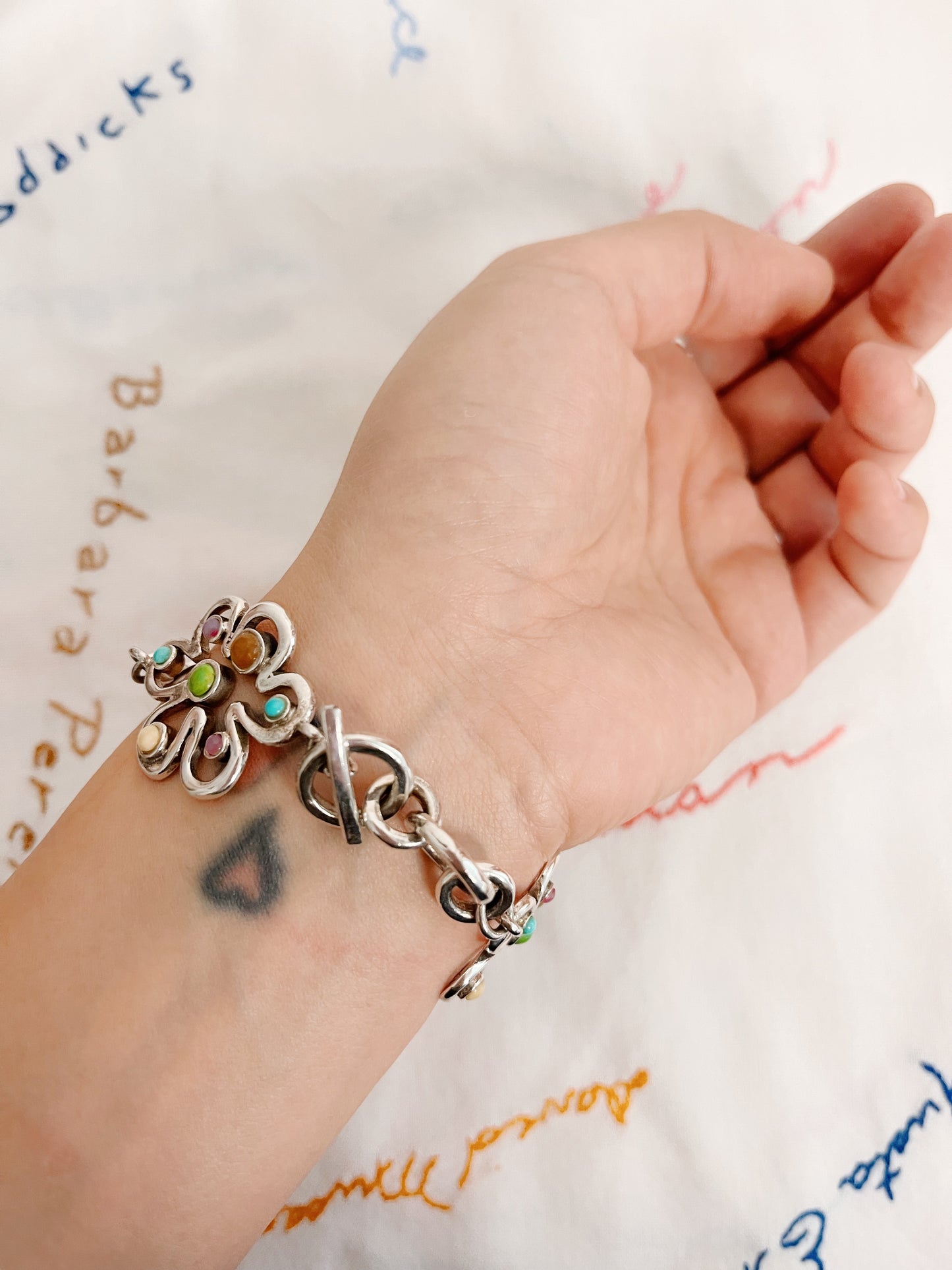 Vintage Flower Unique Silver Bracelet and Pierce