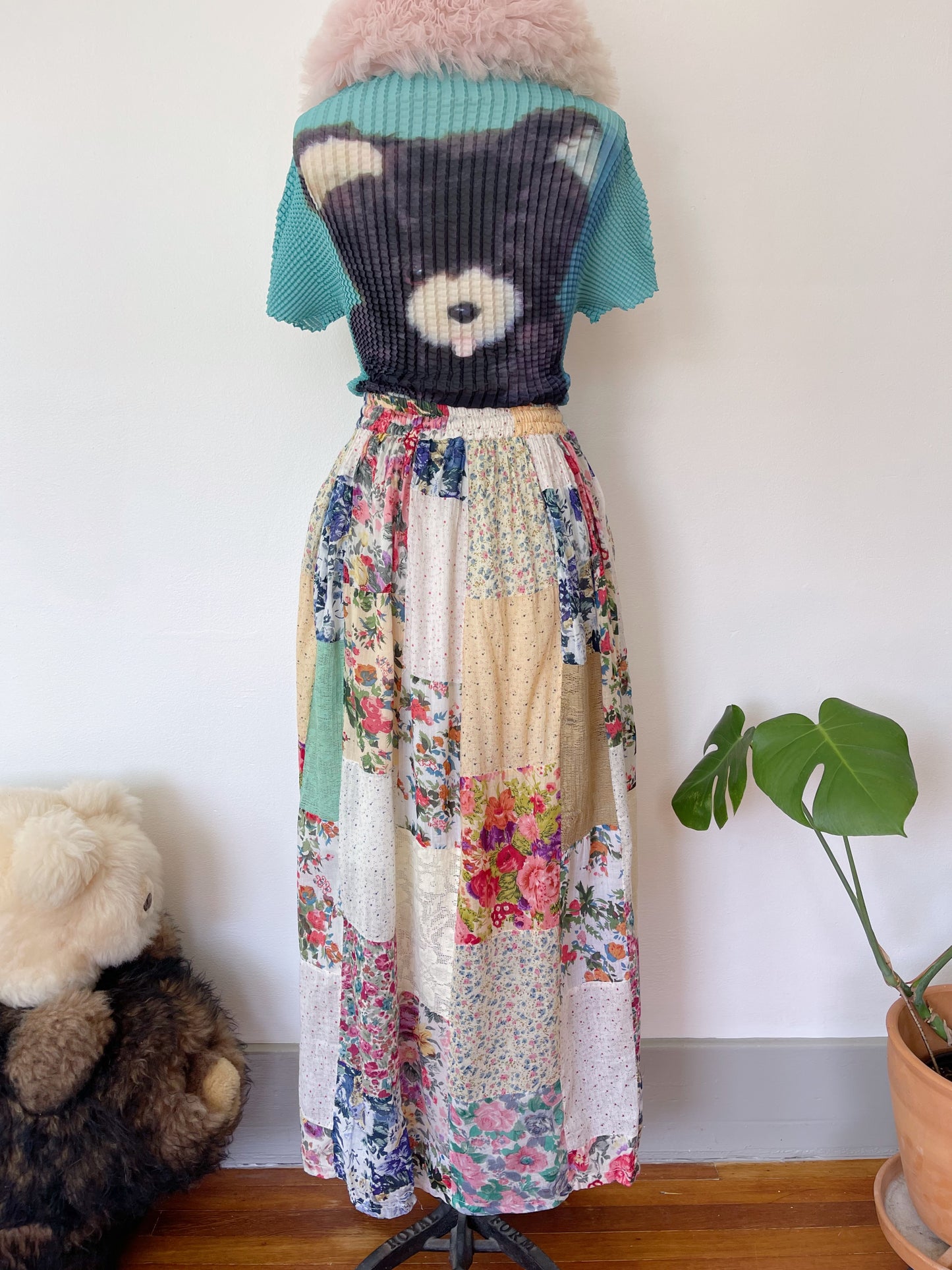 Vintage Patchworks Flower Maxi Skirt