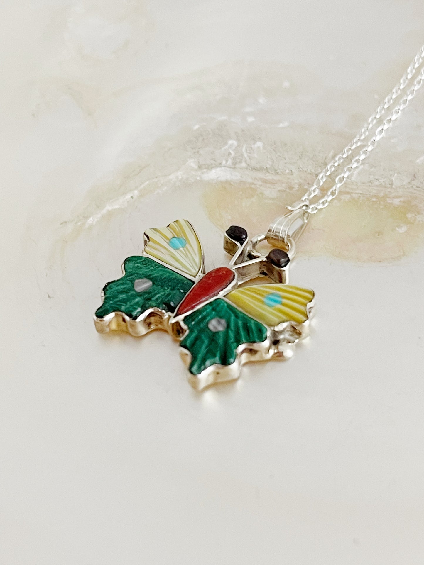 Zuni Tamara Pinto Butterfly Inlay Necklace.