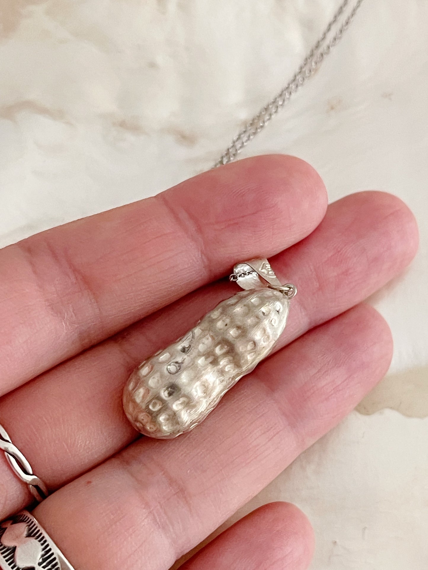 Vintage PEANUT Silver Necklace.