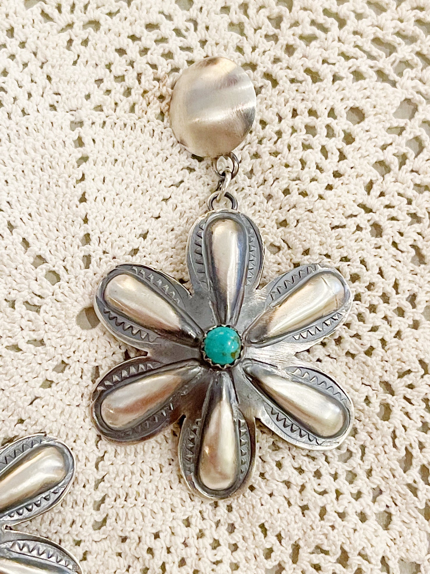 Navajo Turquoise Flower Pierce.