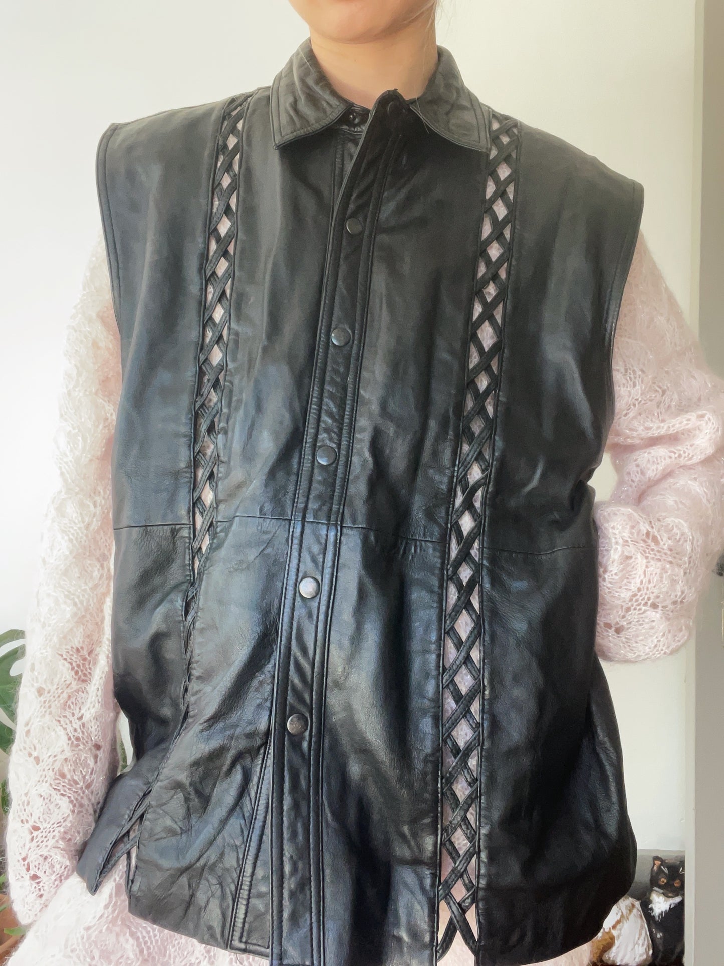 1980s Over Sized Leather Vest