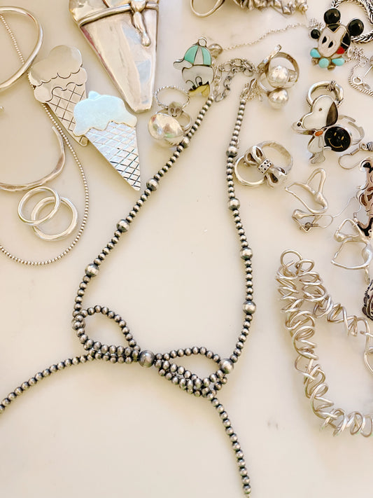 Navajo Pearl Ribbon Choker Necklace