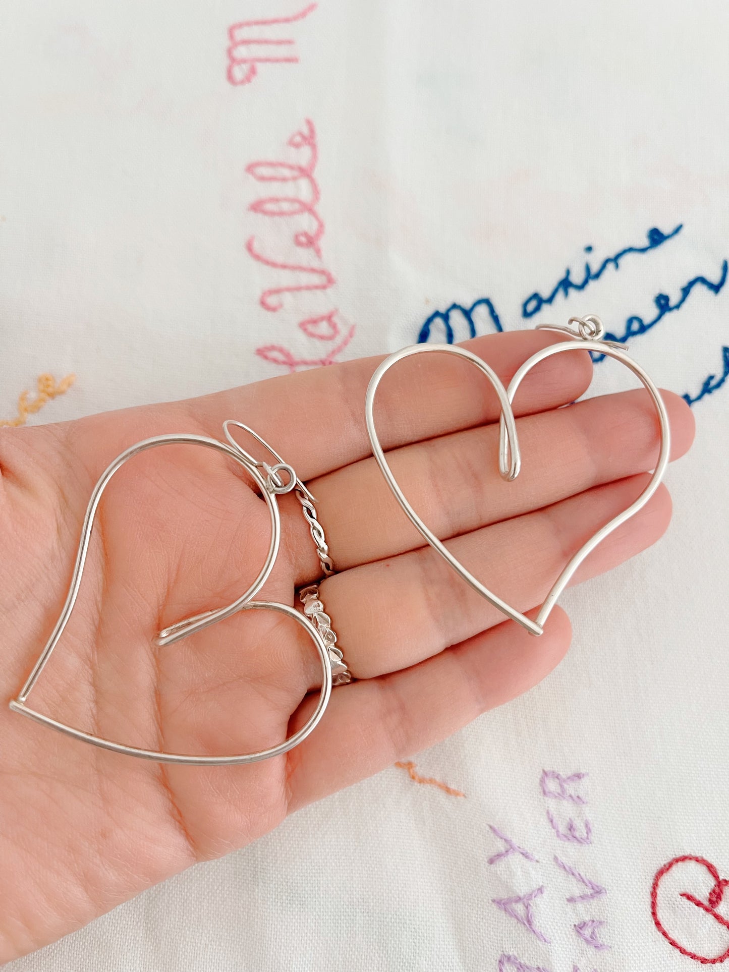 Huge Heart Hoop Silver Pierce.