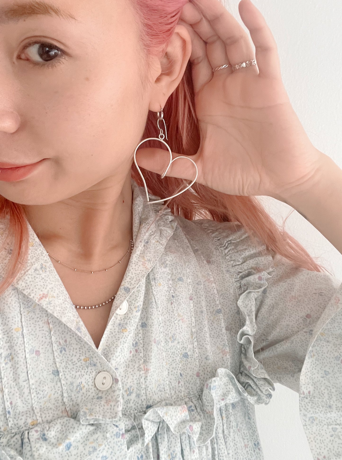 Huge Heart Hoop Silver Pierce.