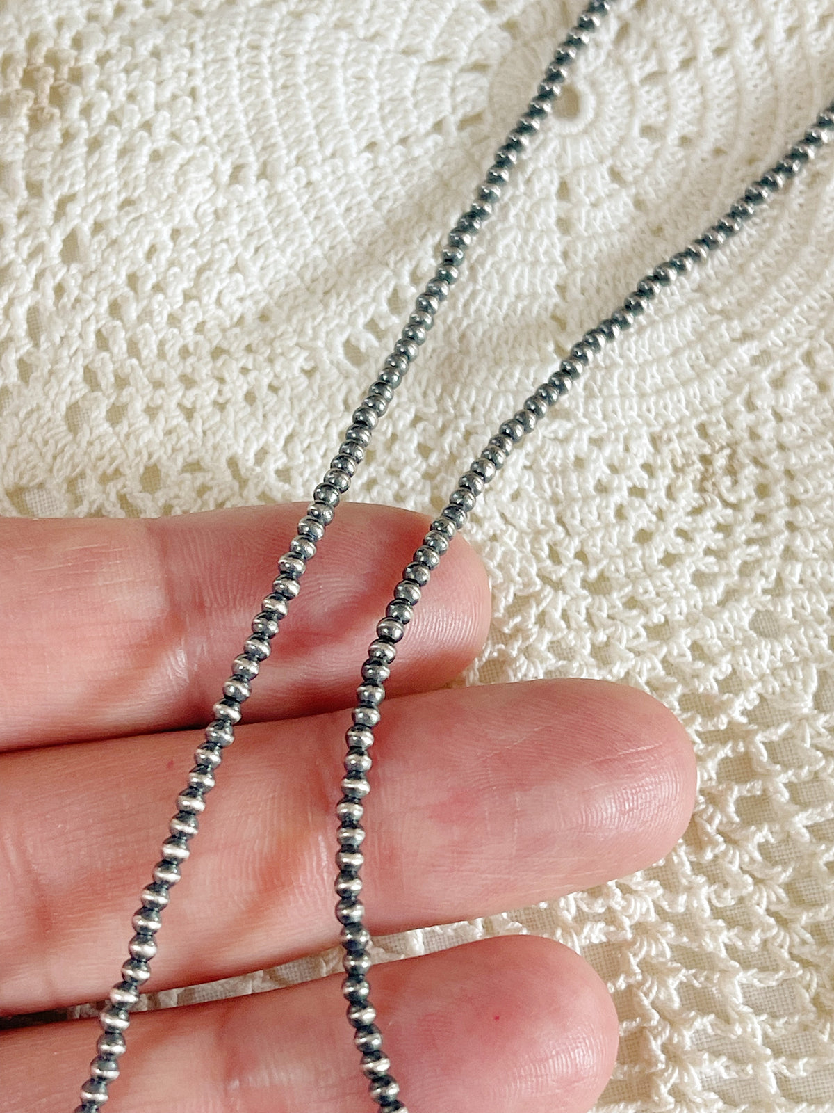 Navajo Micro Pearl Necklace 2mm 24inc.